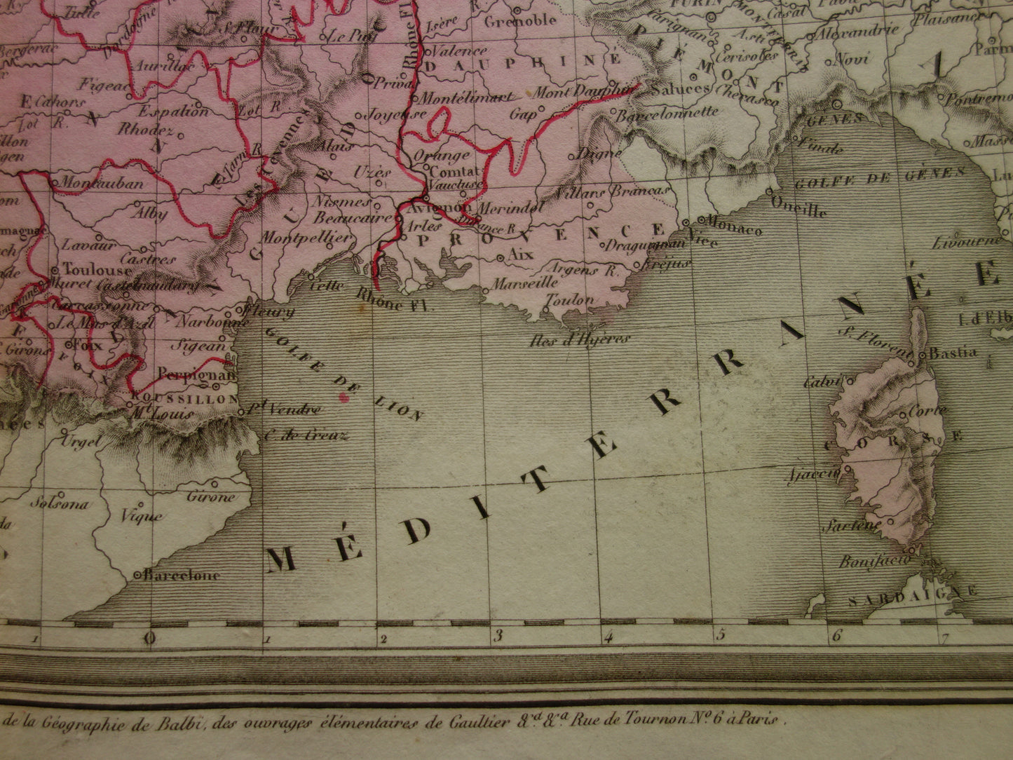 Antique map of FRANCE 180+ year old French hand-colored map 1838