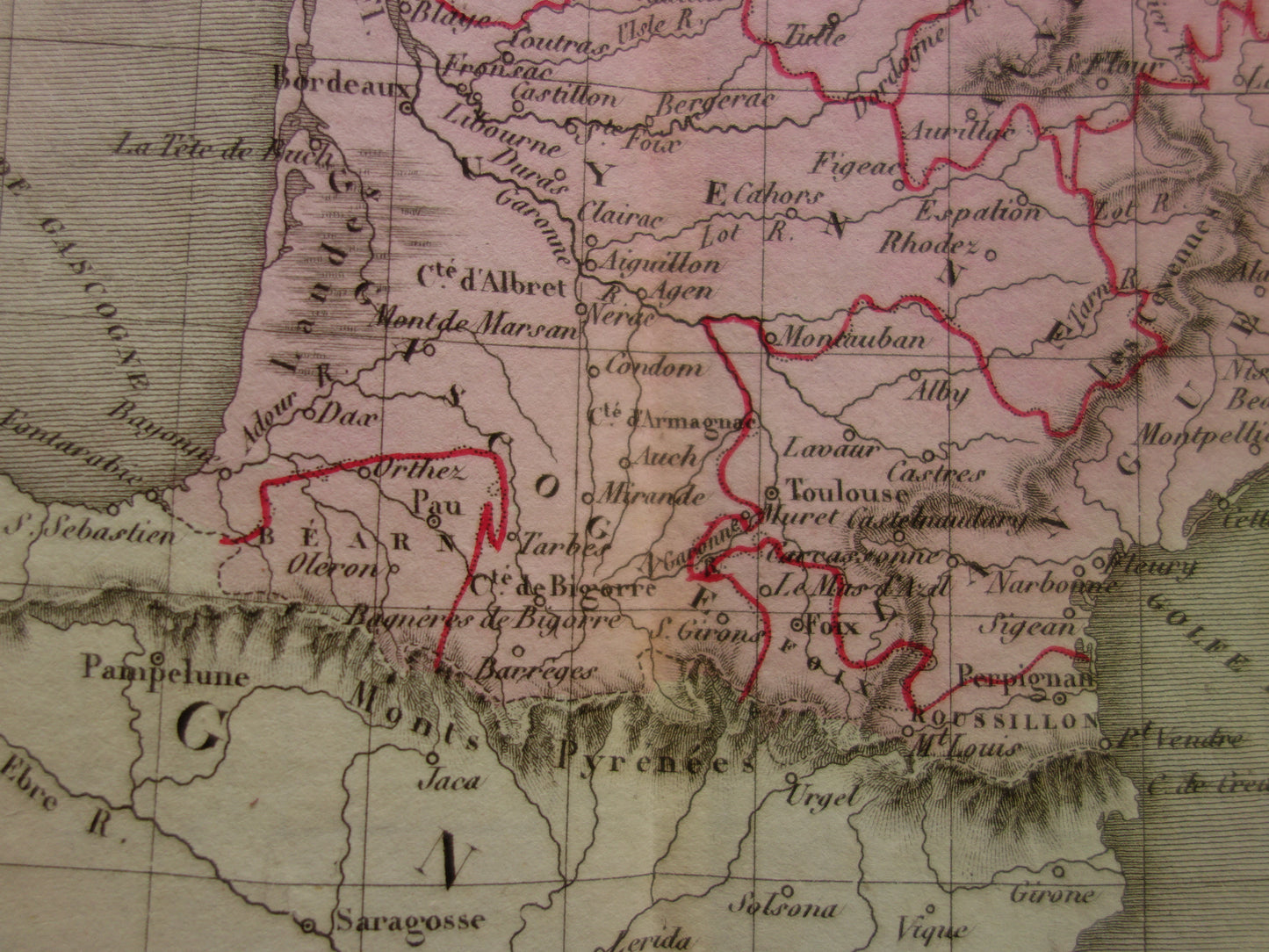 Antique map of FRANCE 180+ year old French hand-colored map 1838
