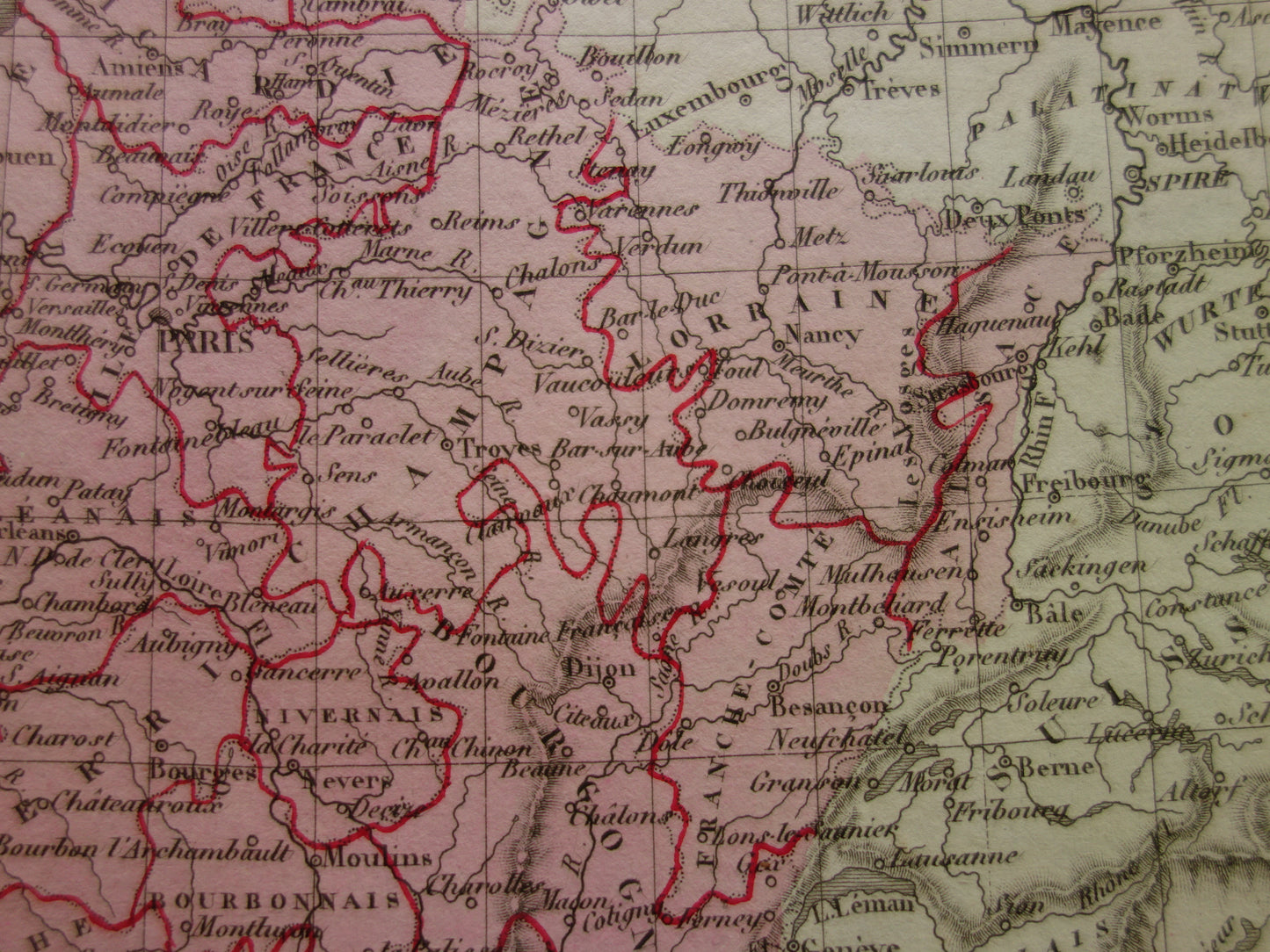 Antique map of FRANCE 180+ year old French hand-colored map 1838