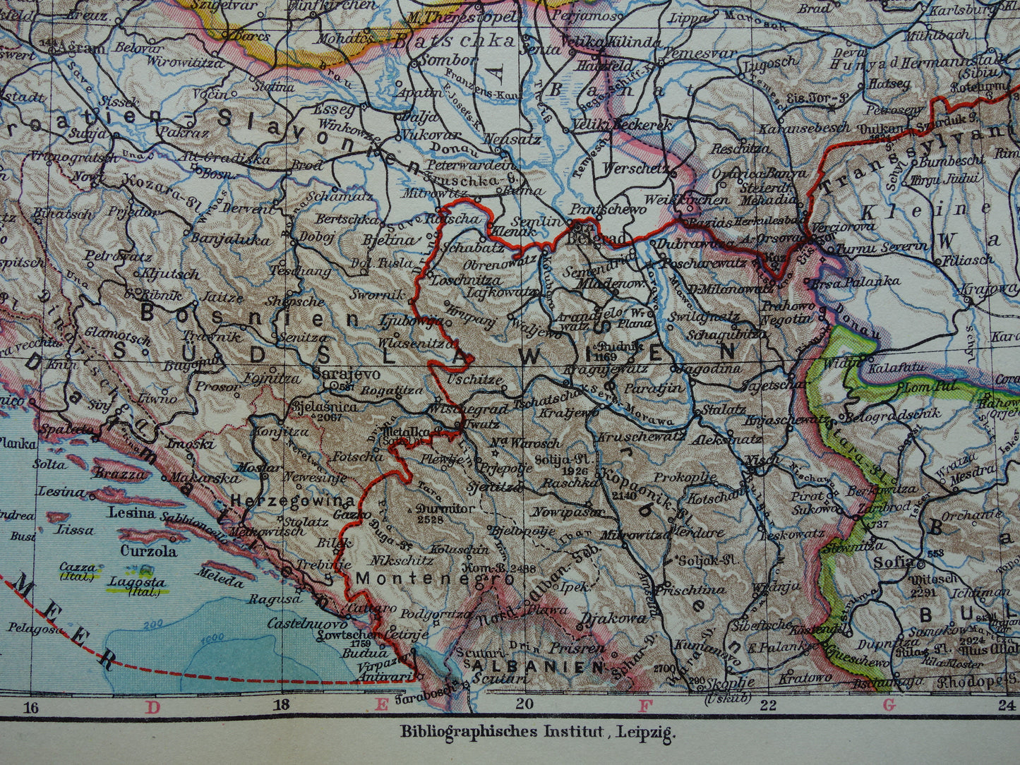 BALKANS old map of the Balkans from 1928 original vintage map Romania Hungary Czech Republic Slovakia Bosnia