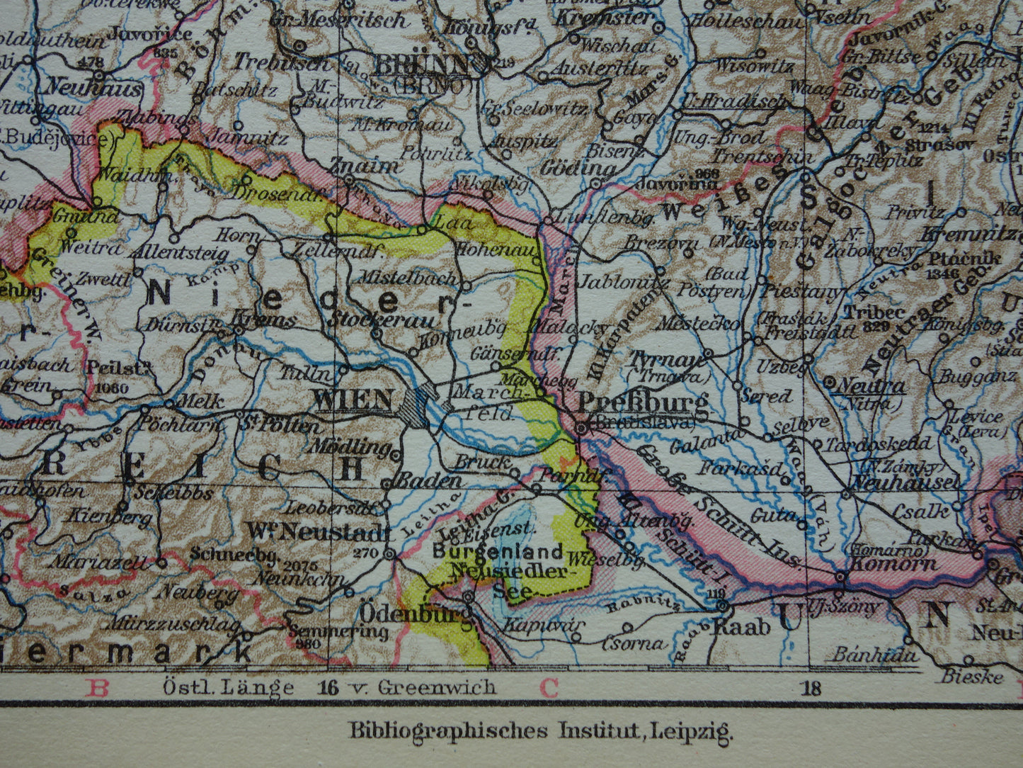 TSJECHOSLOWAKIJE oude kaart van Tsjechië en Slowakije uit 1928 originele kleine vintage landkaart Praag Bratislava