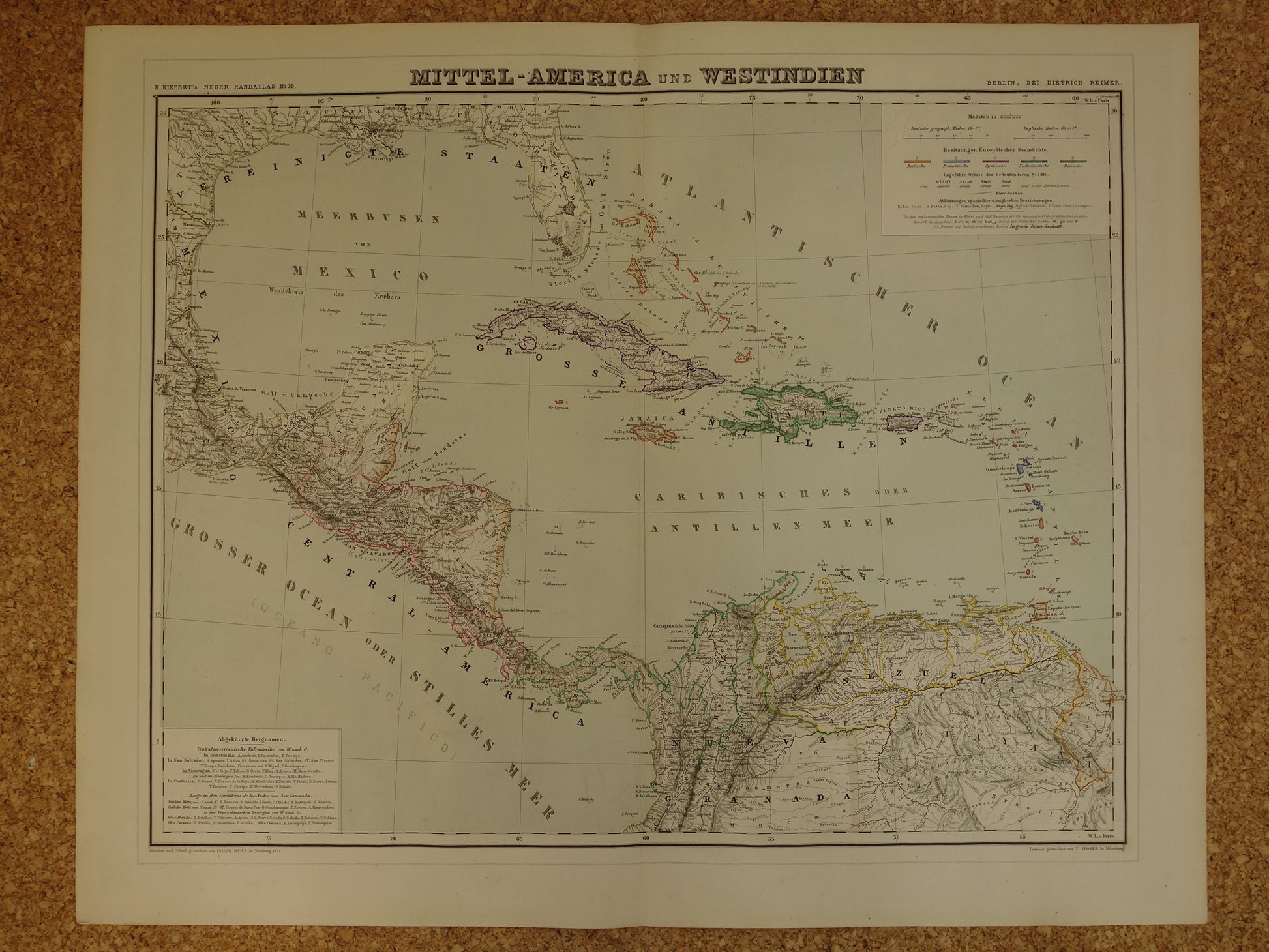 oude kaart van Caraïben en centraal Amerika in 1857 originele antieke landkaart Caraïbisch gebied Antillen Cuba Nicaragua vintage kaarten