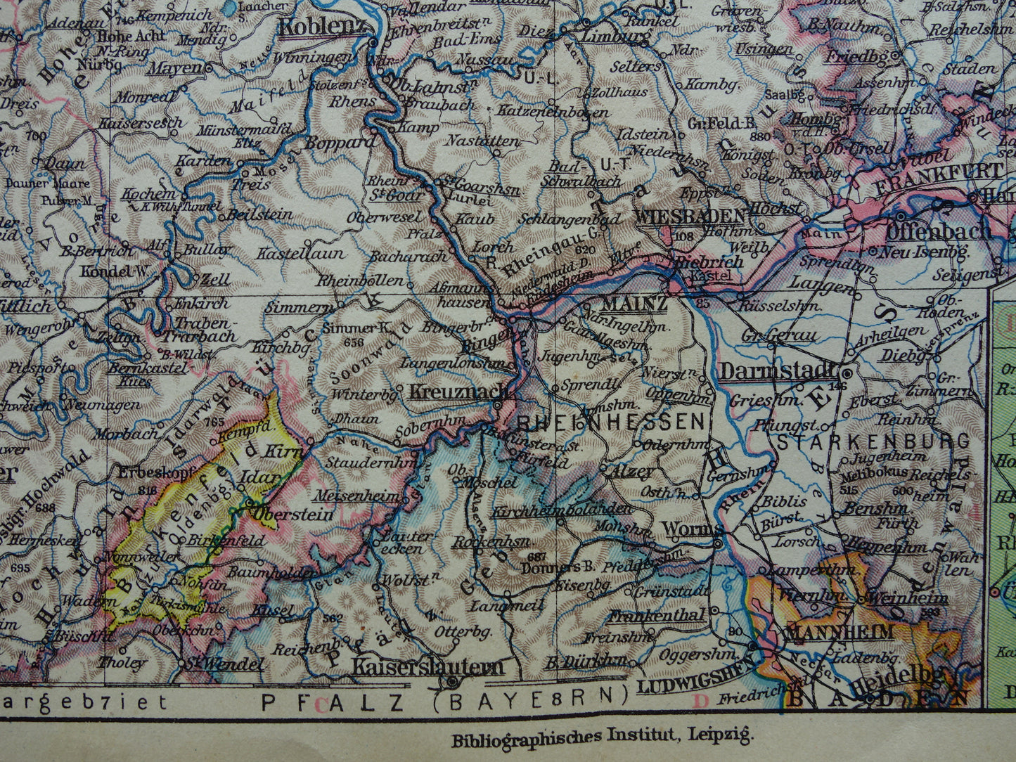 GERMANY old map of Rhineland 1928 original vintage German map Ruhr area Cologne Essen Dortmund Kassel