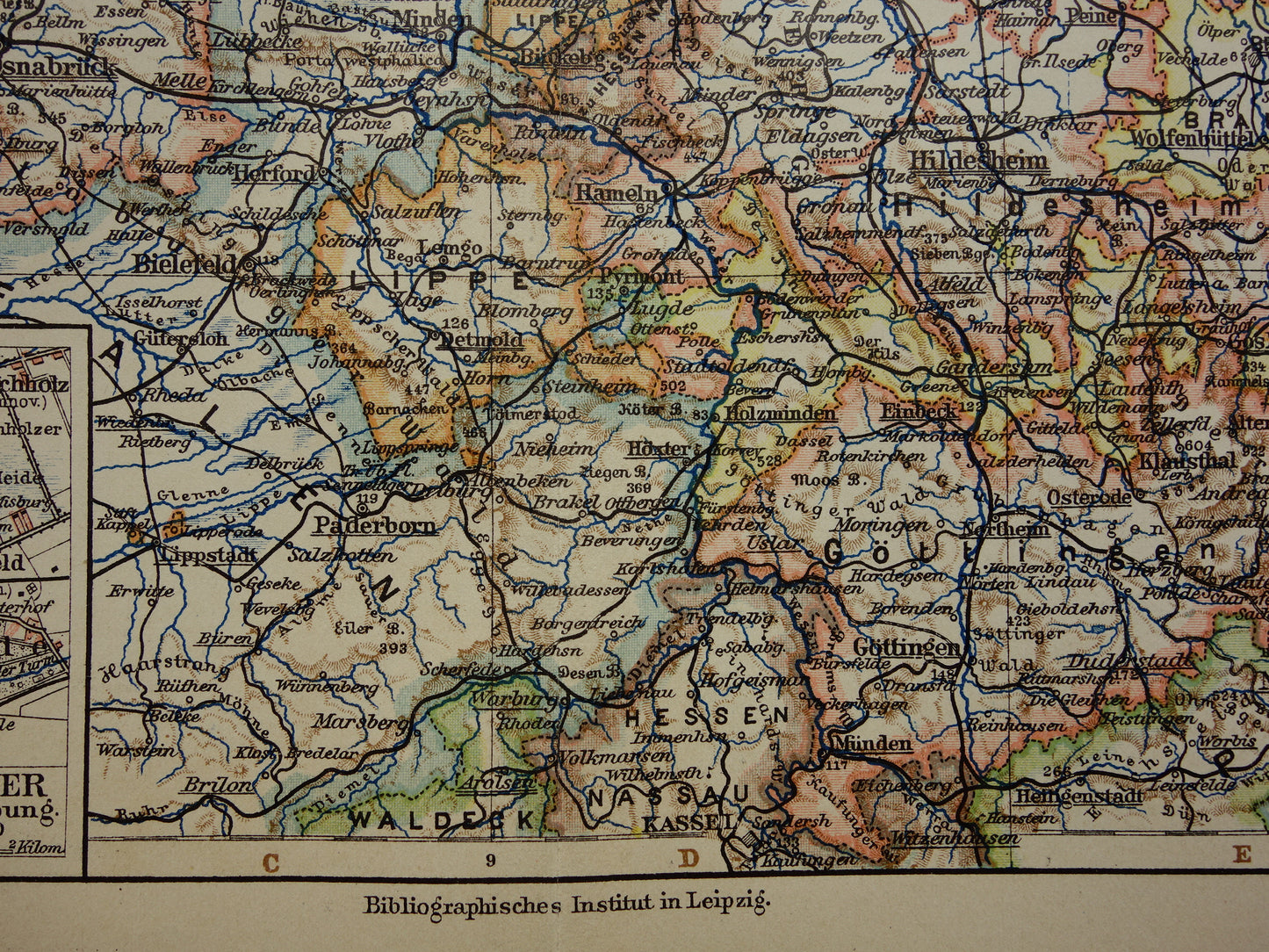 DUITSLAND oude kaart van Nedersaksen Hannover Bremen Hamburg 1906 originele antieke Duitse landkaart van noordwest Duitsland