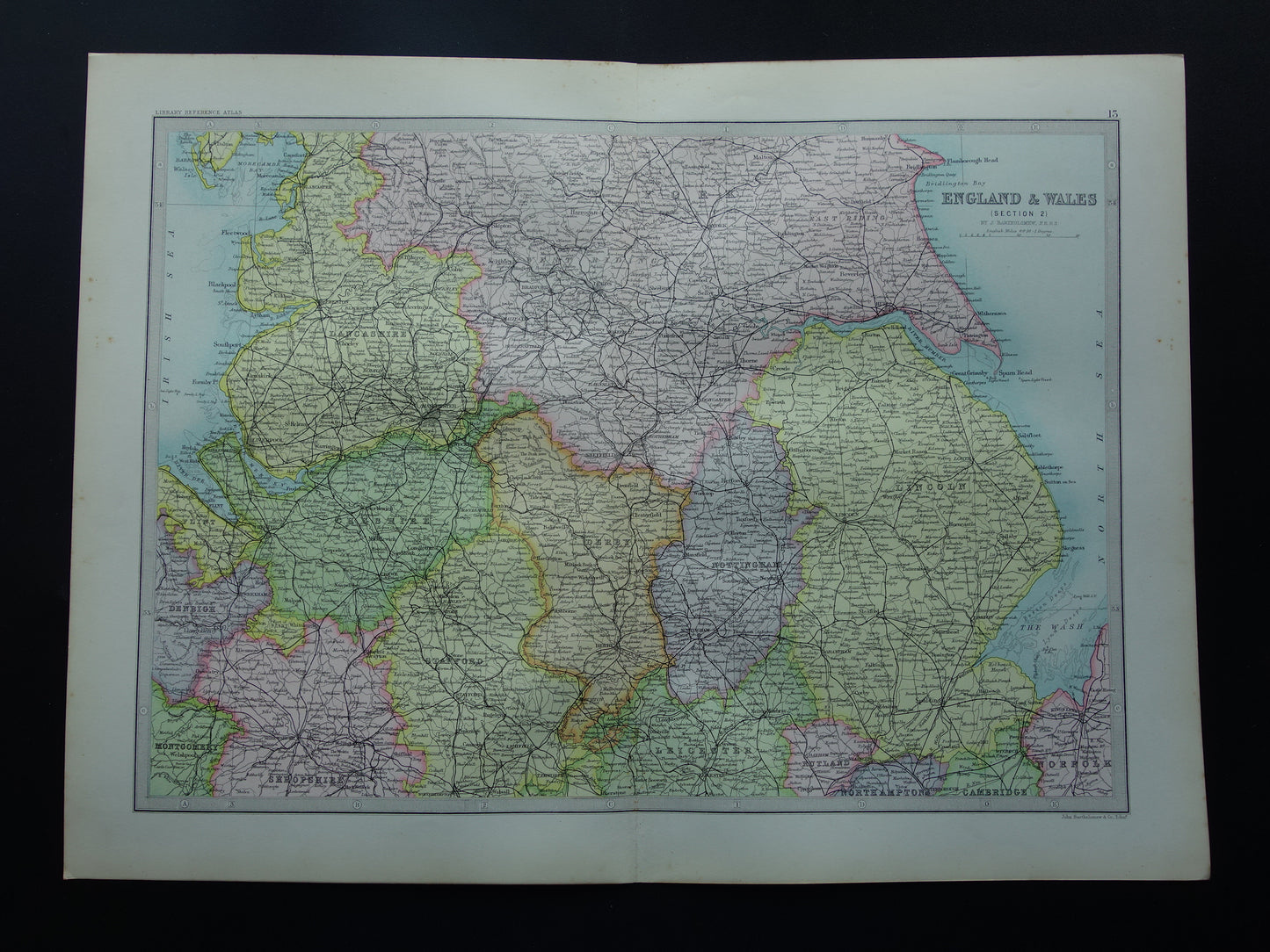 ENGELAND Oude kaart van Lincoln York Lancashire 1890 originele oude antieke Engelse landkaart