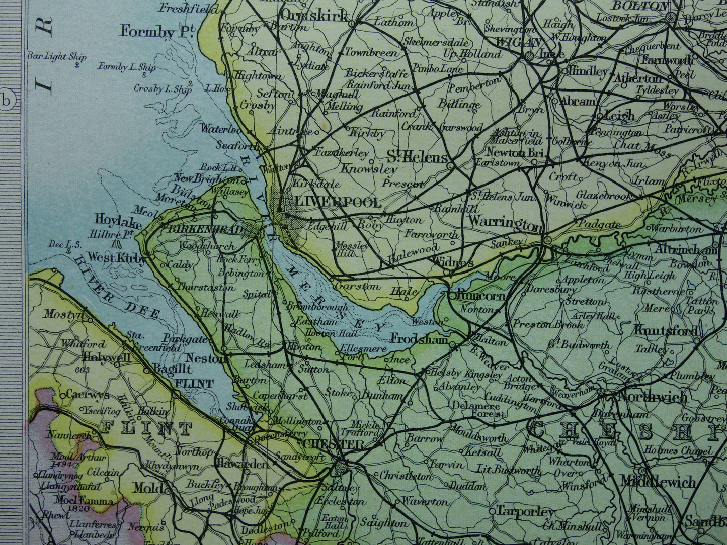 ENGLAND Old map of Lincoln York Lancashire 1890 original old antique English map