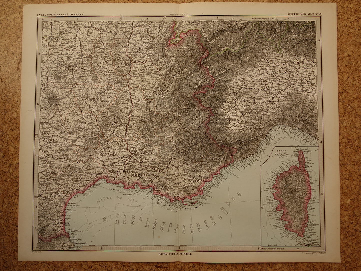 Large old map of France 1886 original antique map 74 x 92 cm with date vintage maps
