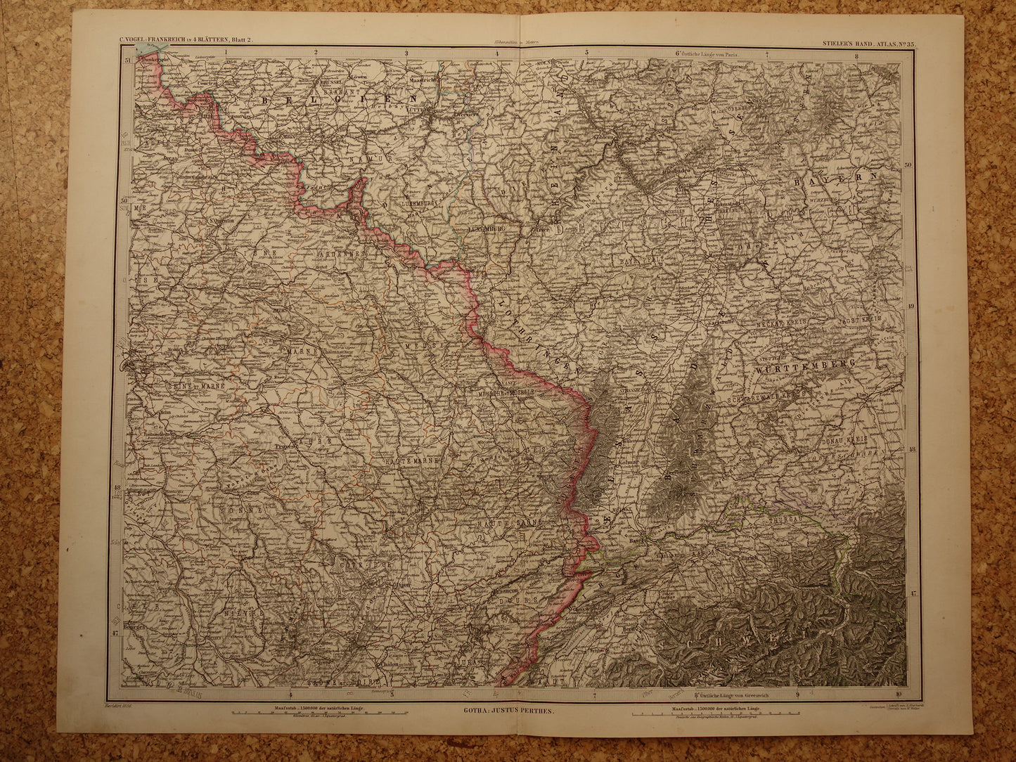 Large old map of France 1886 original antique map 74 x 92 cm with date vintage maps