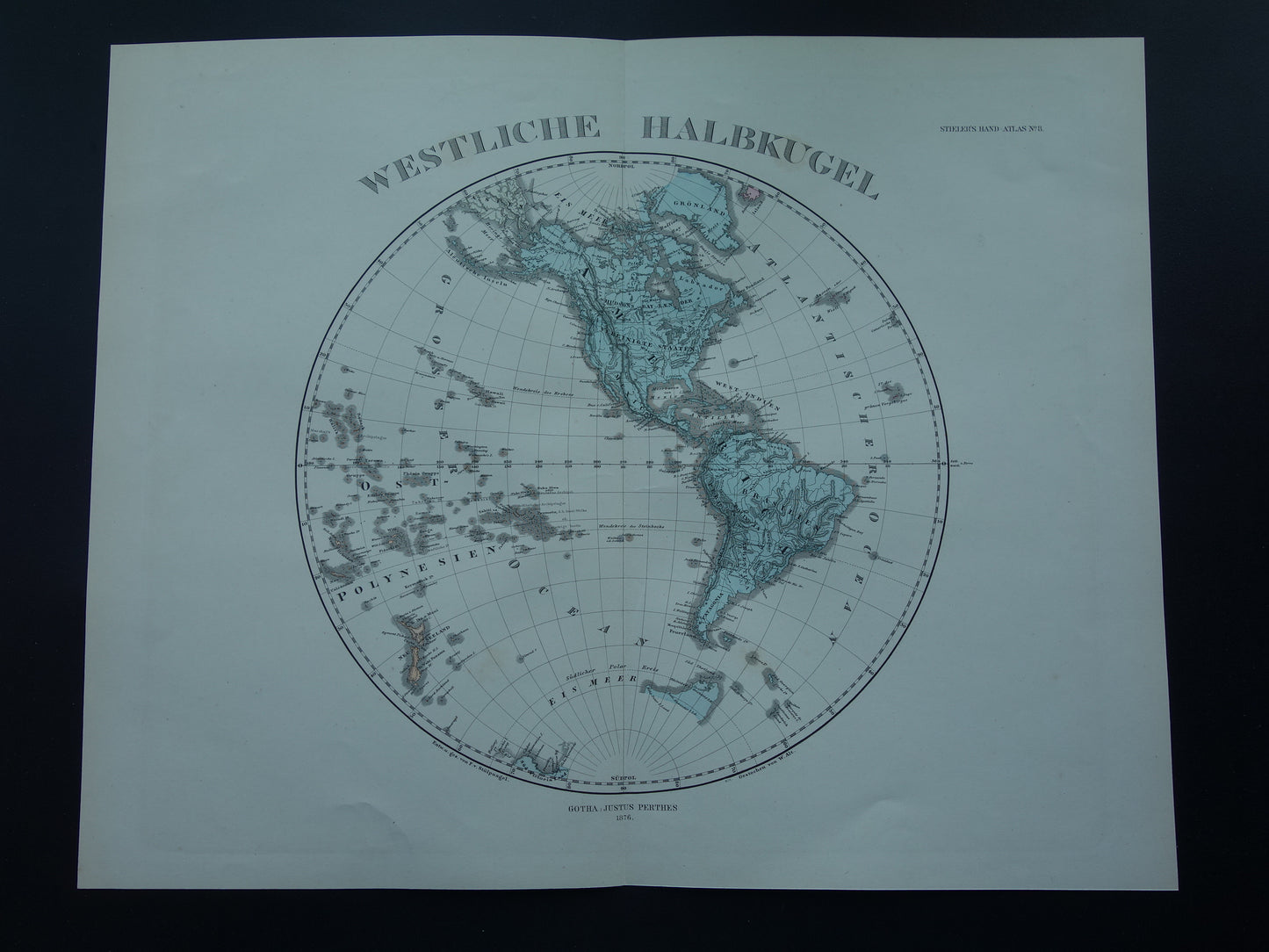 World map antique map of Western and Eastern Hemisphere original 140+ year old map of the world in two parts