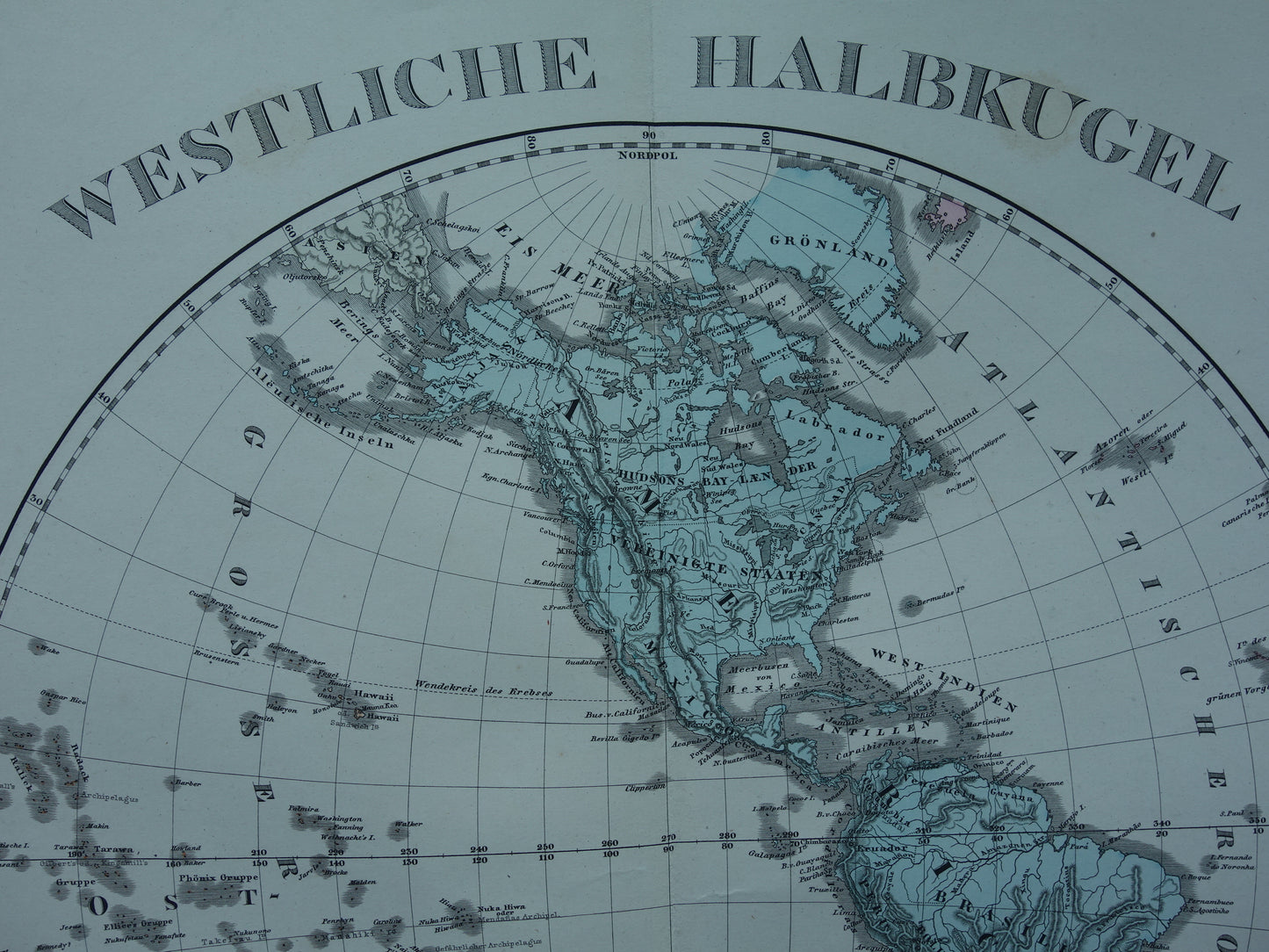 World map antique map of Western and Eastern Hemisphere original 140+ year old map of the world in two parts