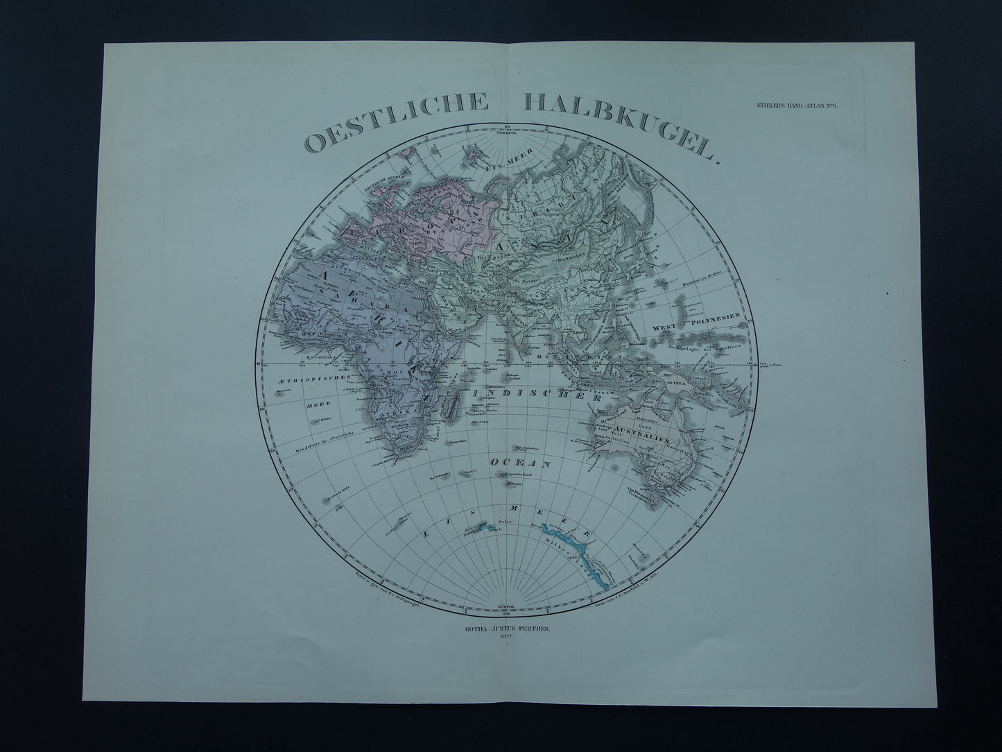 World map antique map of Western and Eastern Hemisphere original 140+ year old map of the world in two parts