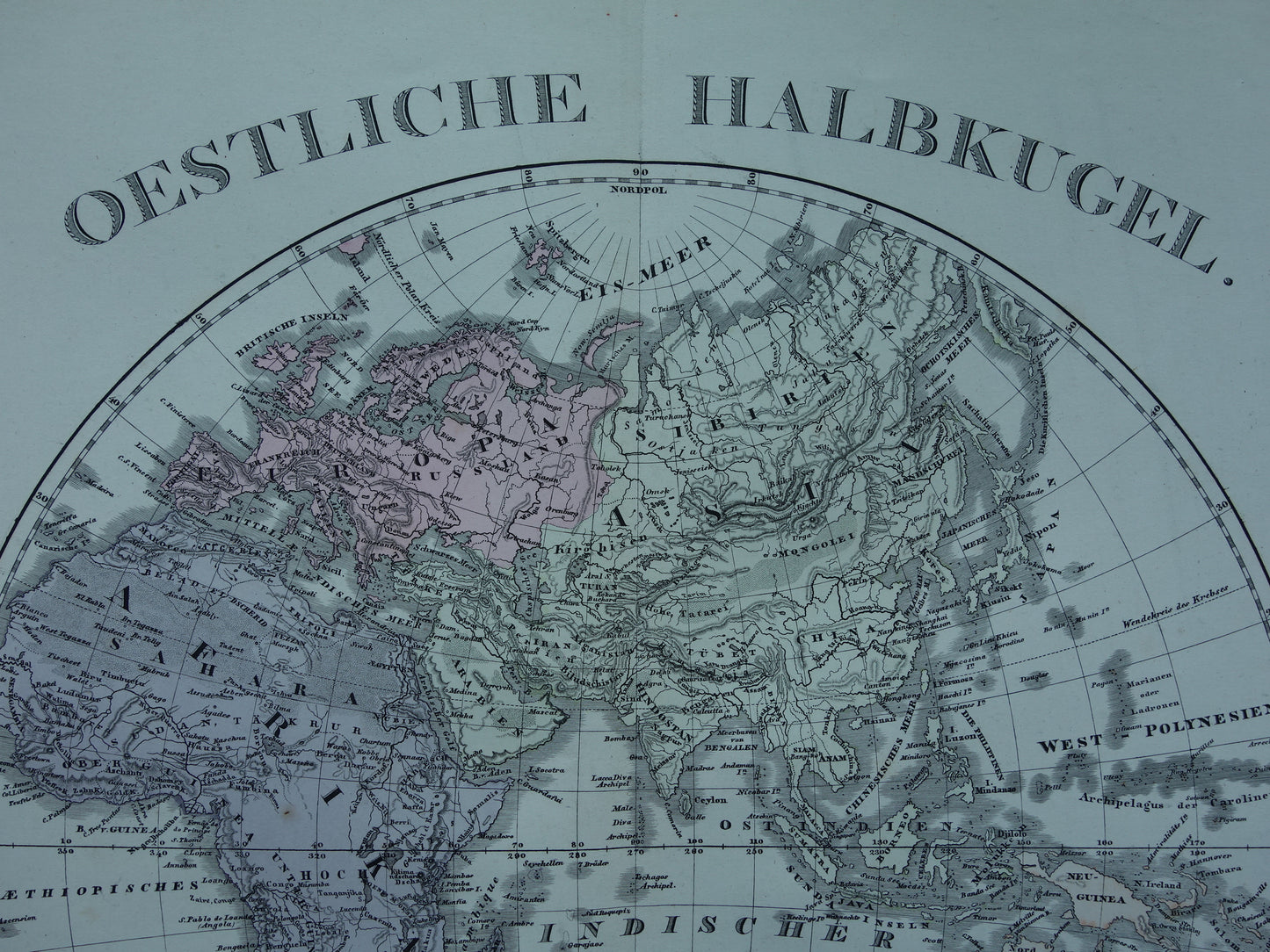 World map antique map of Western and Eastern Hemisphere original 140+ year old map of the world in two parts