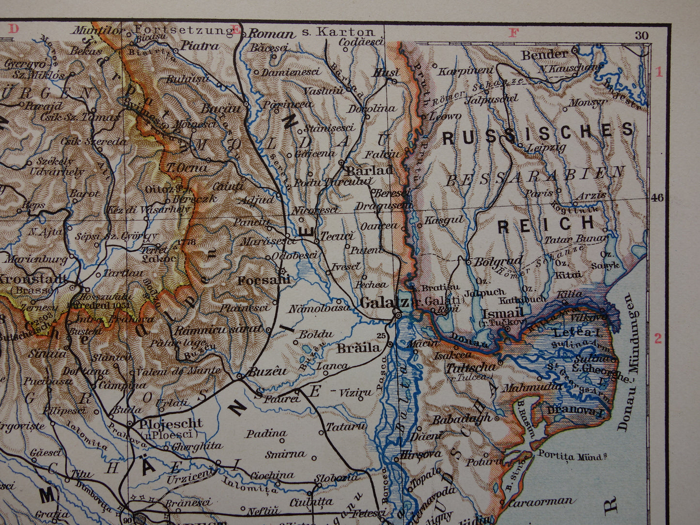 Old map of Romania Bulgaria and Serbia from 1905 Balkans original antique print Varna Sofia Belgrade Bucharest vintage maps