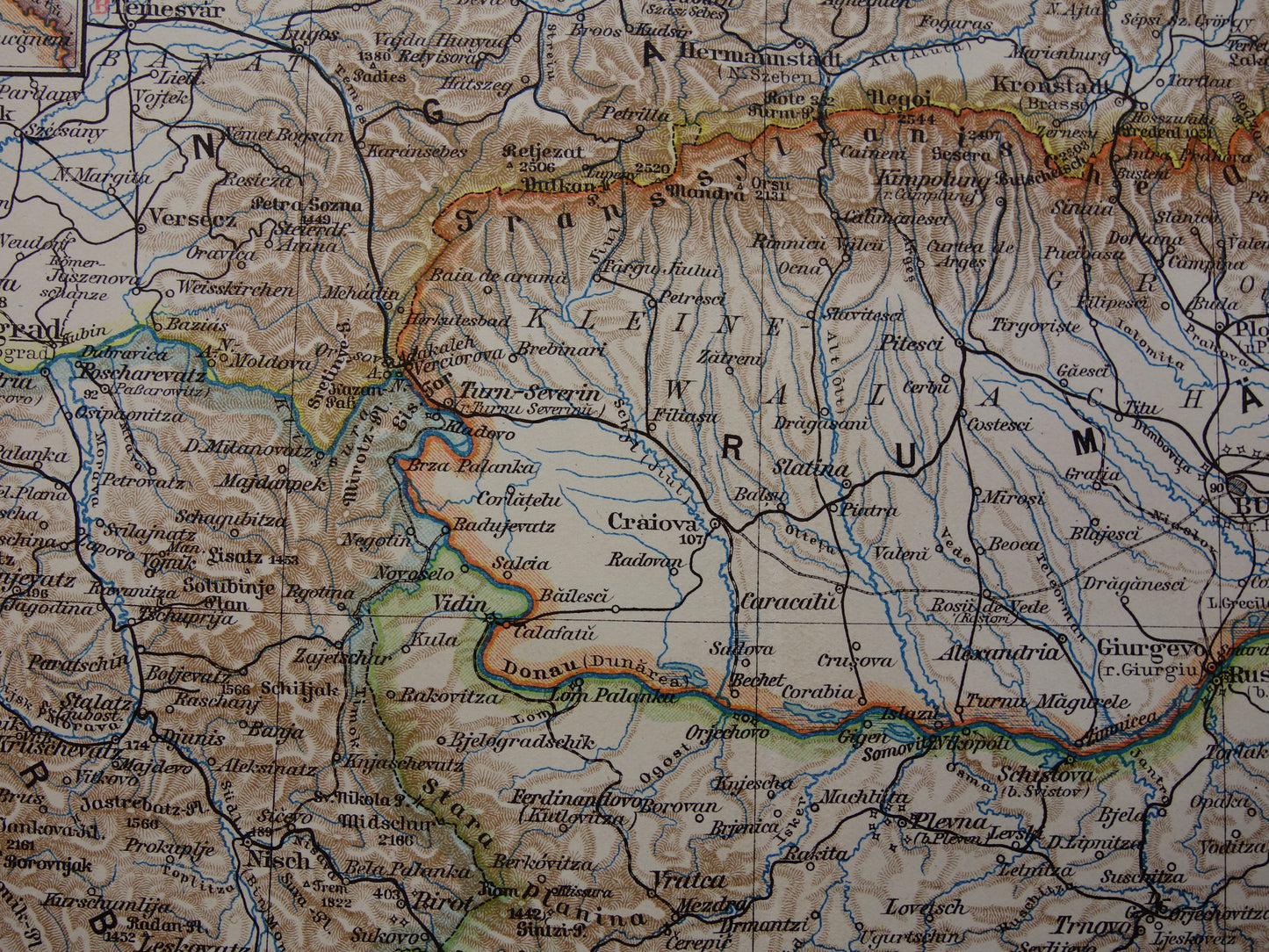 Old map of Romania Bulgaria and Serbia from 1905 Balkans original antique print Varna Sofia Belgrade Bucharest vintage maps