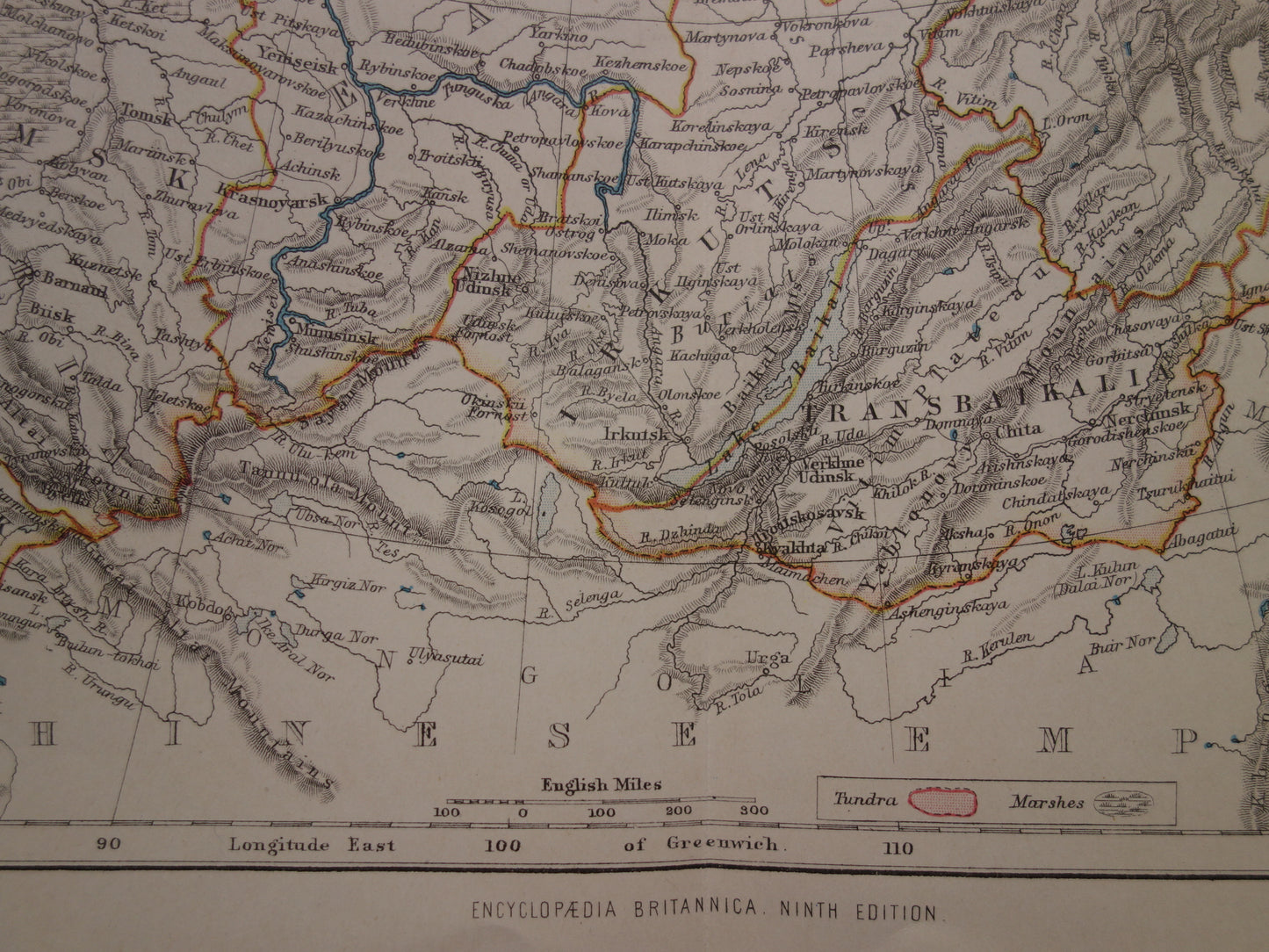 SIBERIË oude Engelse landkaart van Aziatisch Rusland 1887 originele antieke gedetailleerde kaart poster van Russische Rijk