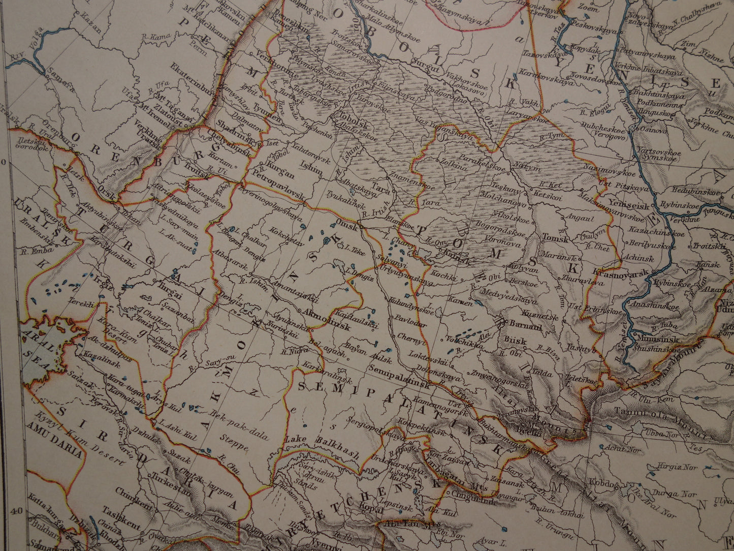 SIBERIË oude Engelse landkaart van Aziatisch Rusland 1887 originele antieke gedetailleerde kaart poster van Russische Rijk