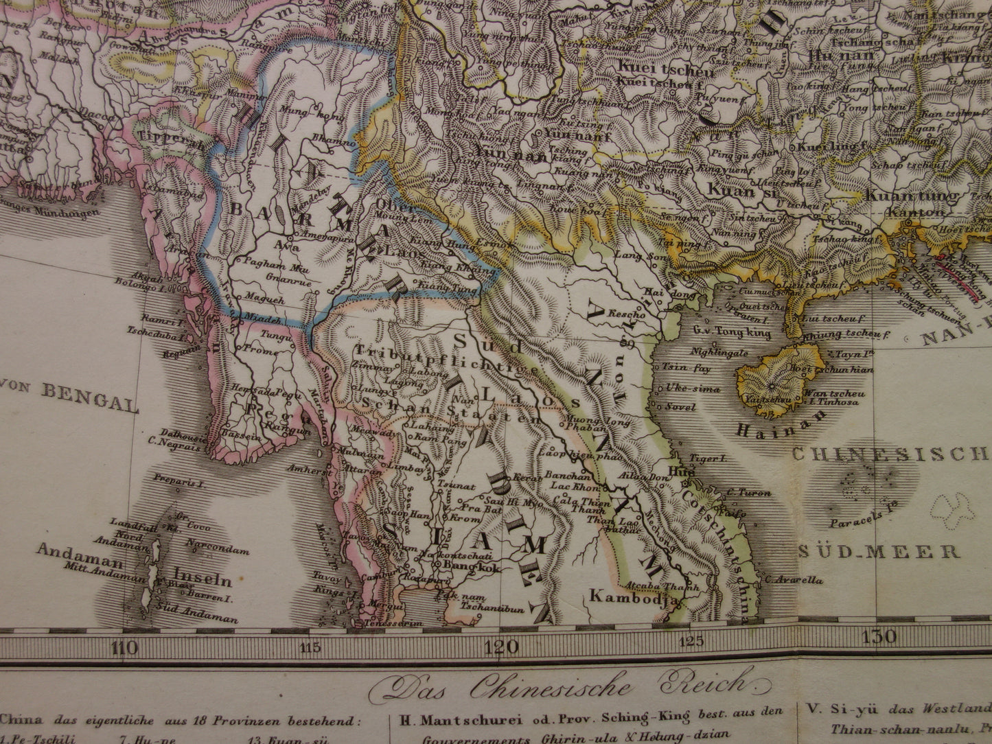 Alte deutsche Karte von China und Japan aus dem Jahr 1863 – originale antike Karte, Vintage-Poster, Asien