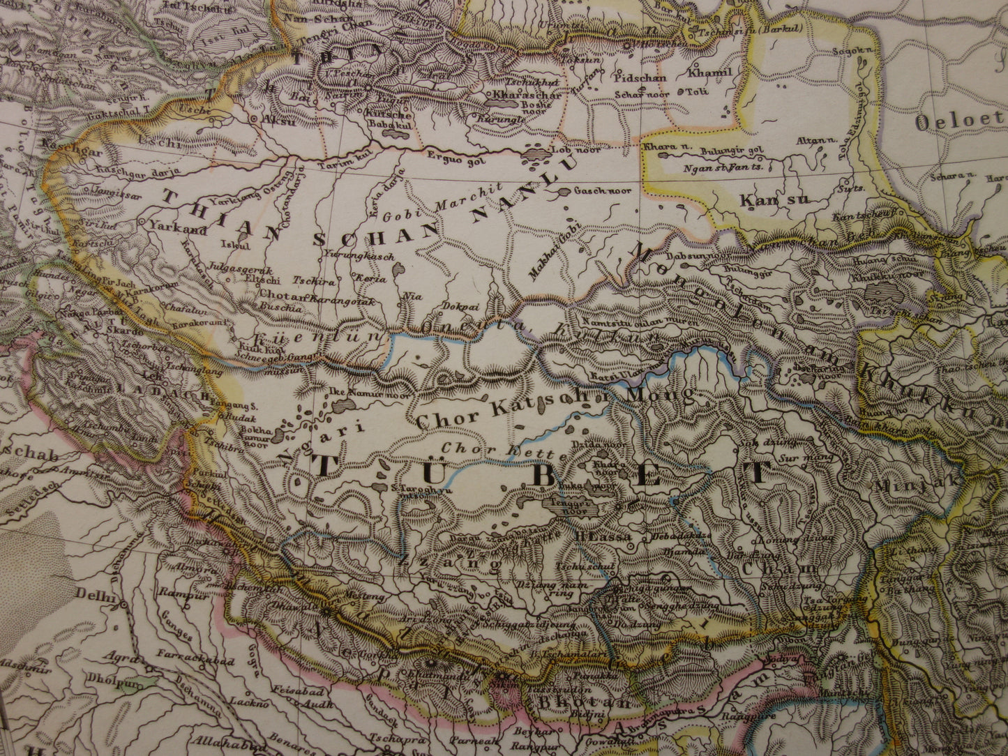 Alte deutsche Karte von China und Japan aus dem Jahr 1863 – originale antike Karte, Vintage-Poster, Asien