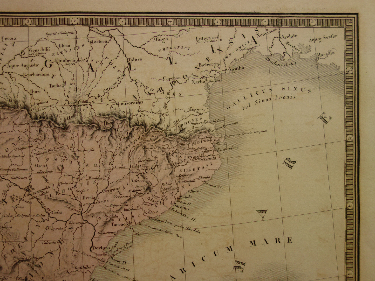 SPAIN old map of Spain and Portugal in antiquity 1875 original large antique map Hispania in Roman times