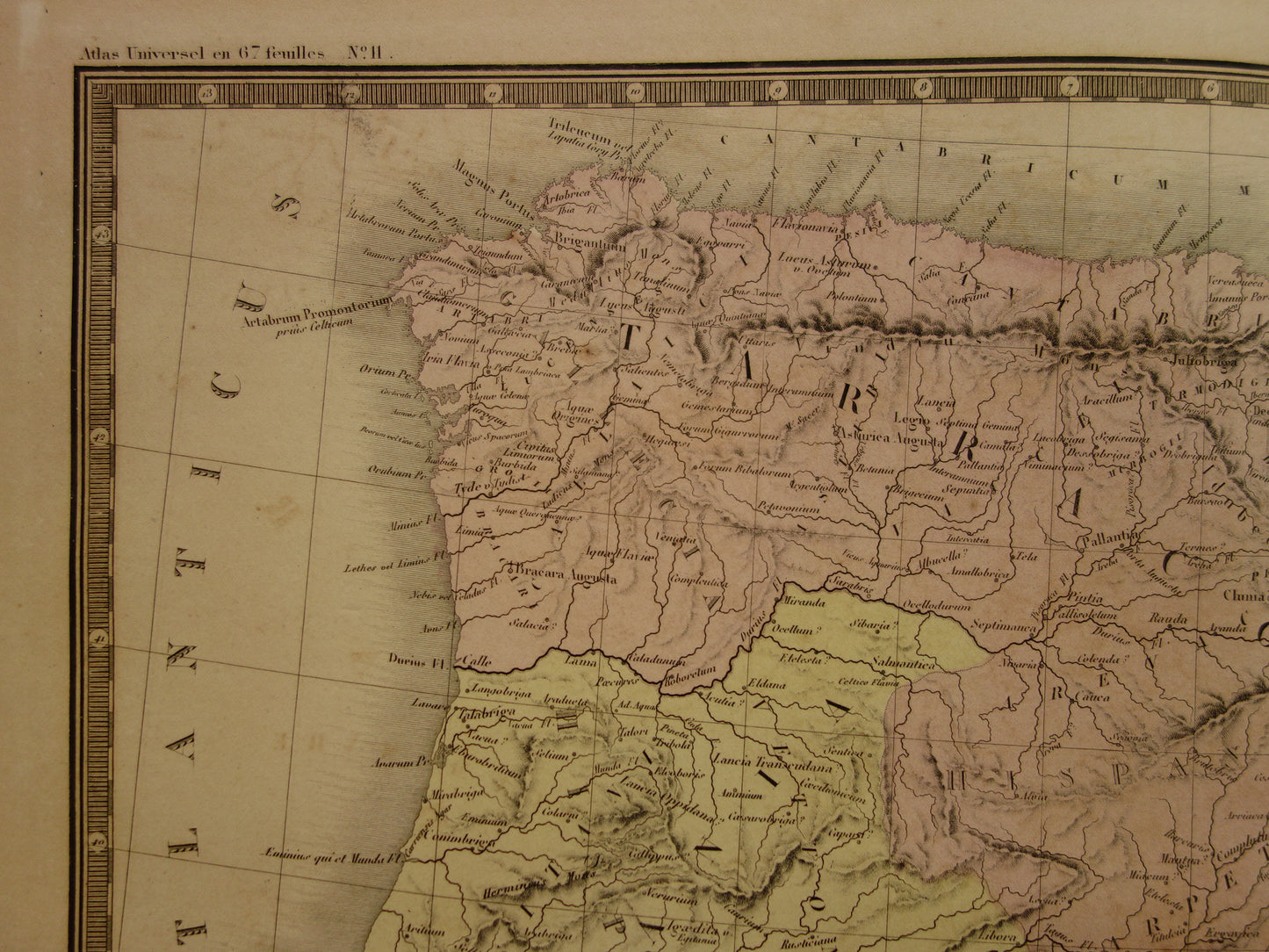 SPAIN old map of Spain and Portugal in antiquity 1875 original large antique map Hispania in Roman times