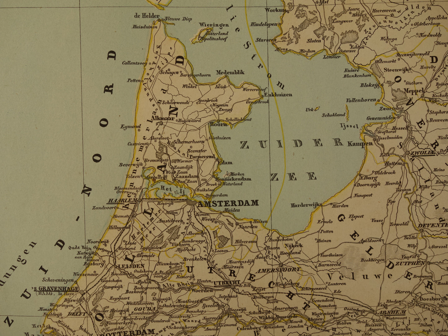 Old map of the Netherlands and Belgium from 1860 original antique large hand-colored map
