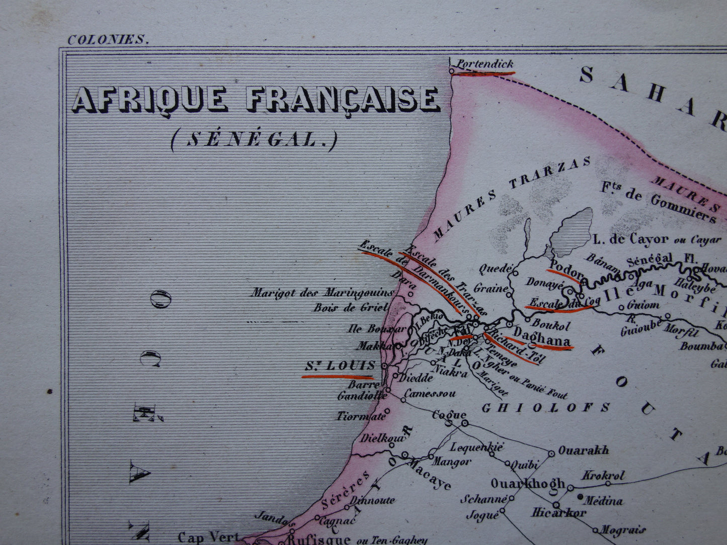 dakar senegal goree st. louis antieke print