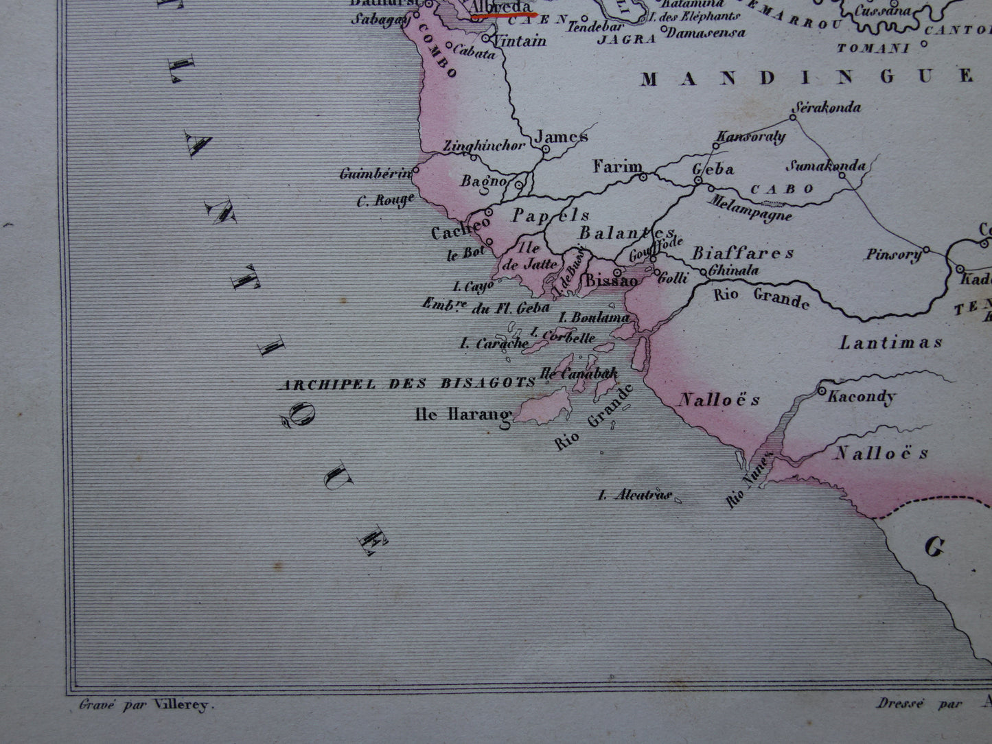 Senegal Old map of Senegal from 1851 Original antique map Gorée Dakar