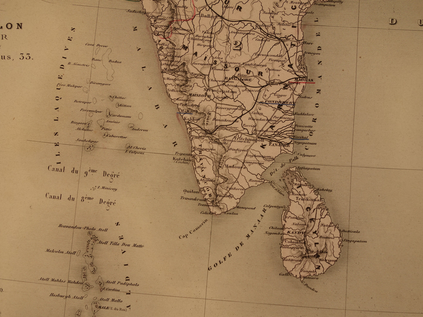 Antike Karte von Indien und Südostasien, Originalkarte von 1880, große alte Karte von Sri Lanka, Thailand, Burma, Nepal und Vietnam, Vintage-Poster