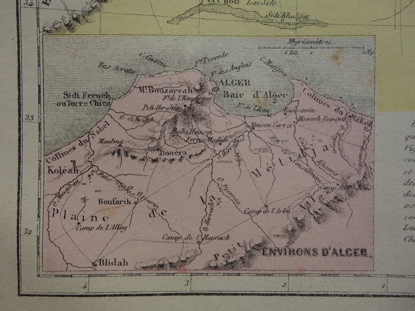 Antique French map of Algeria from 1877 original 145+ year old hand colored map