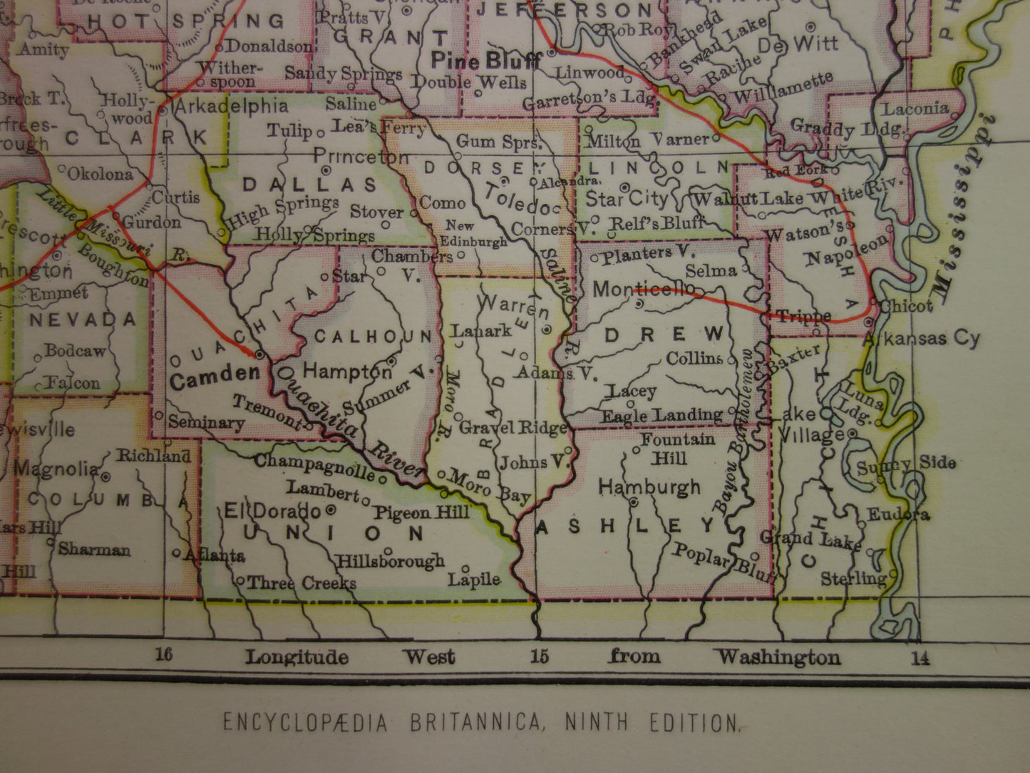 ARKANSAS Antieke landkaart van de staat Arkansas 1875 originele oude kaart Little Rock Fayetteville Fort Smith Hot Springs Colchester VS te koop Verenigde Staten