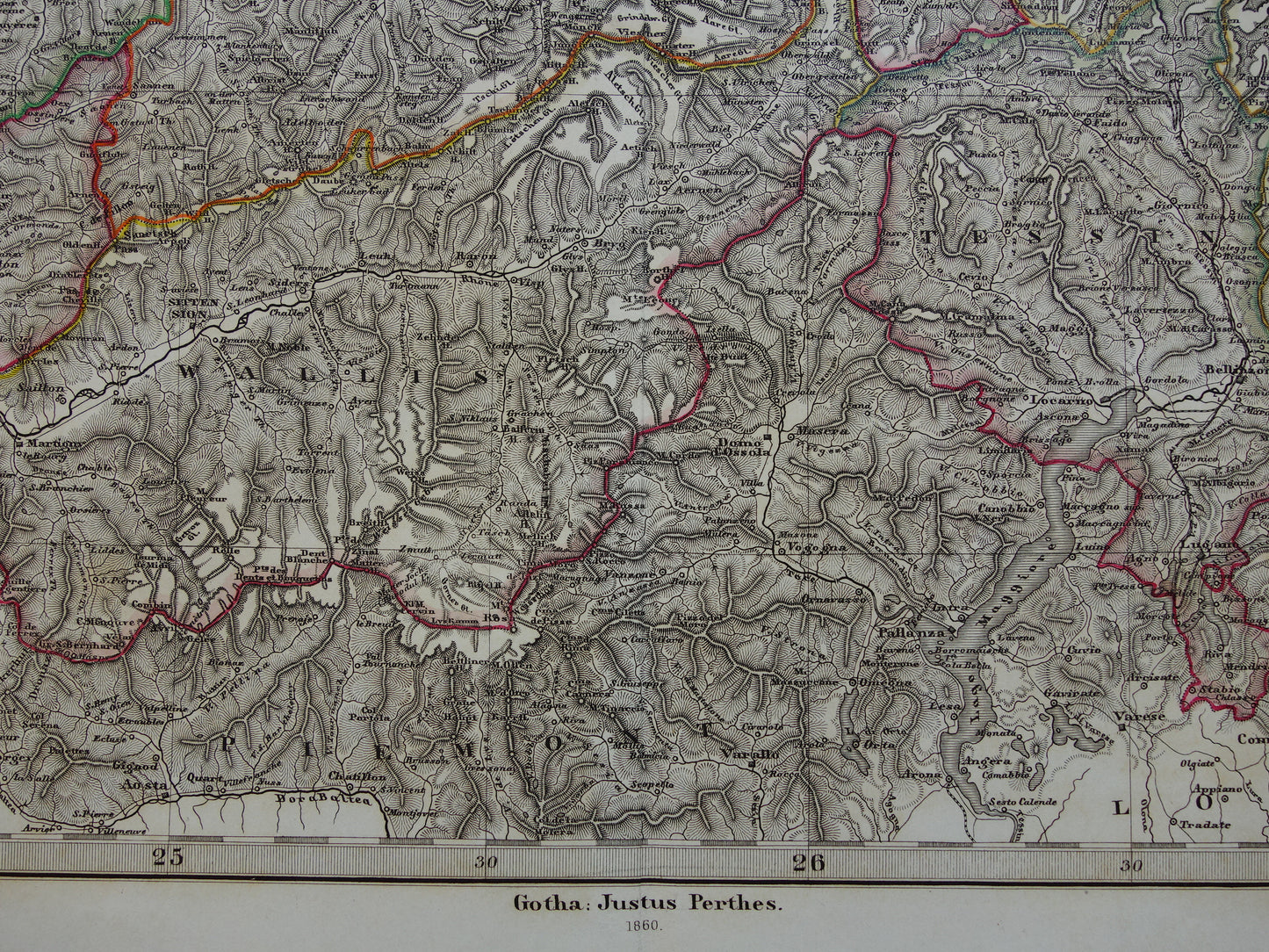 SWITZERLAND antique map of Switzerland 1860 original old map Geneva Zurich Bern with date for sale