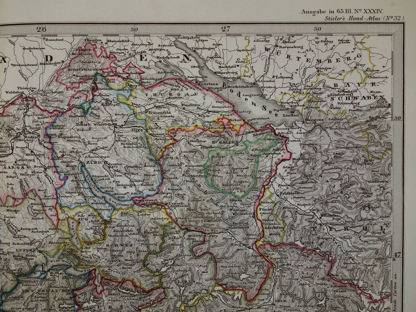 SWITZERLAND antique map of Switzerland 1860 original old map Geneva Zurich Bern with date for sale