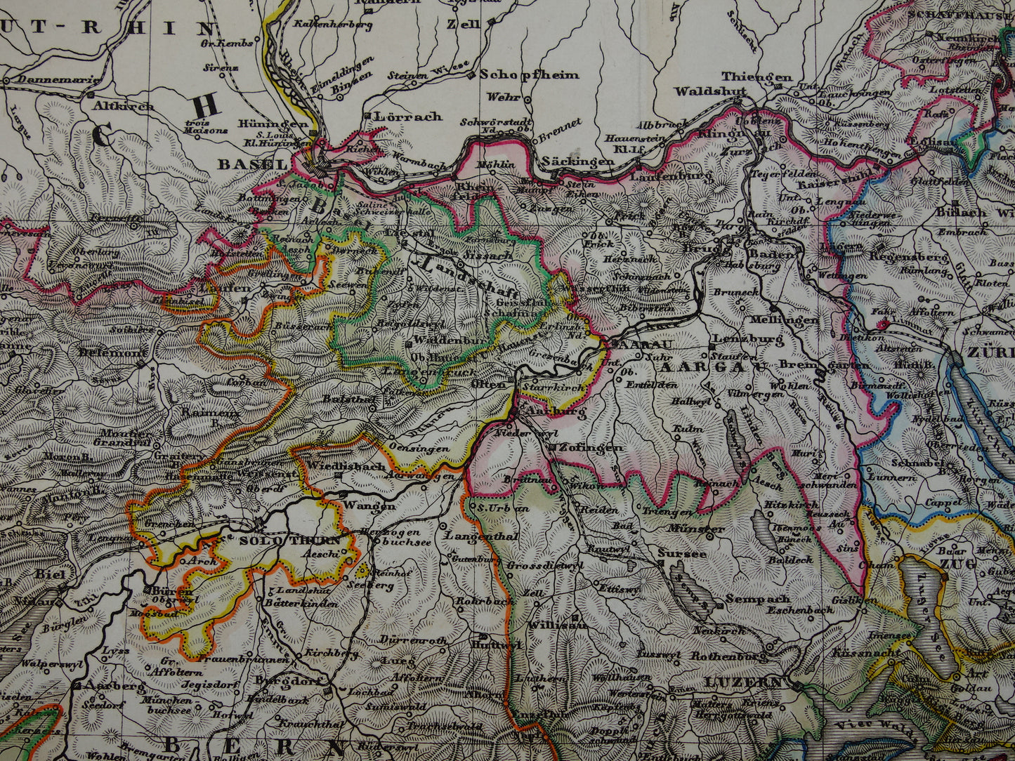 SWITZERLAND antique map of Switzerland 1860 original old map Geneva Zurich Bern with date for sale