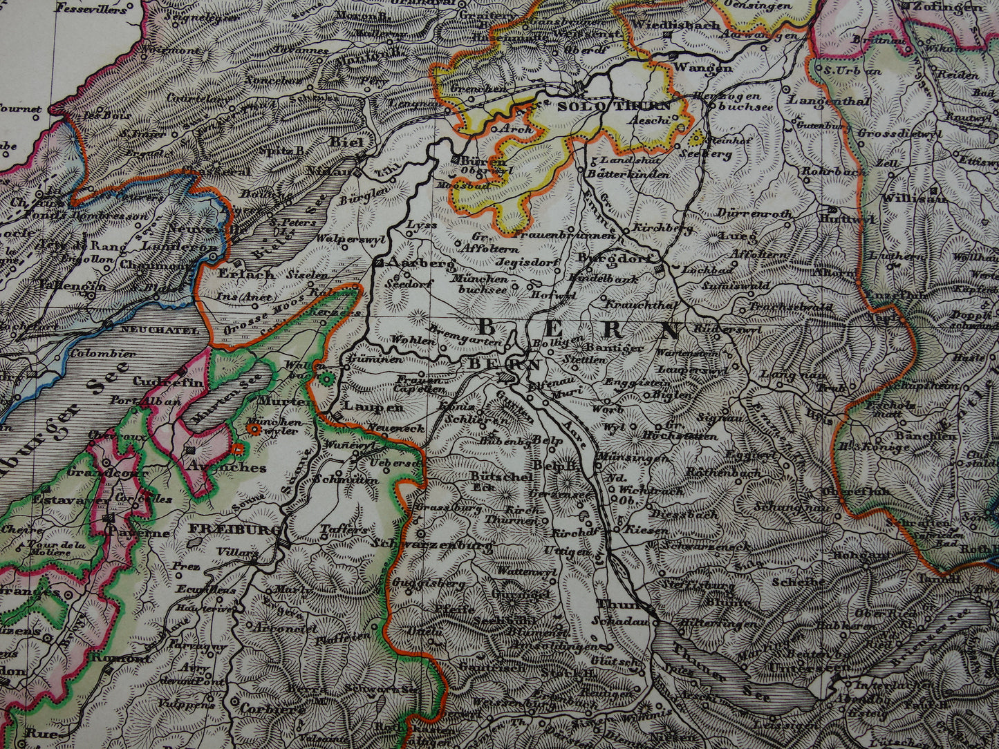 SWITZERLAND antique map of Switzerland 1860 original old map Geneva Zurich Bern with date for sale