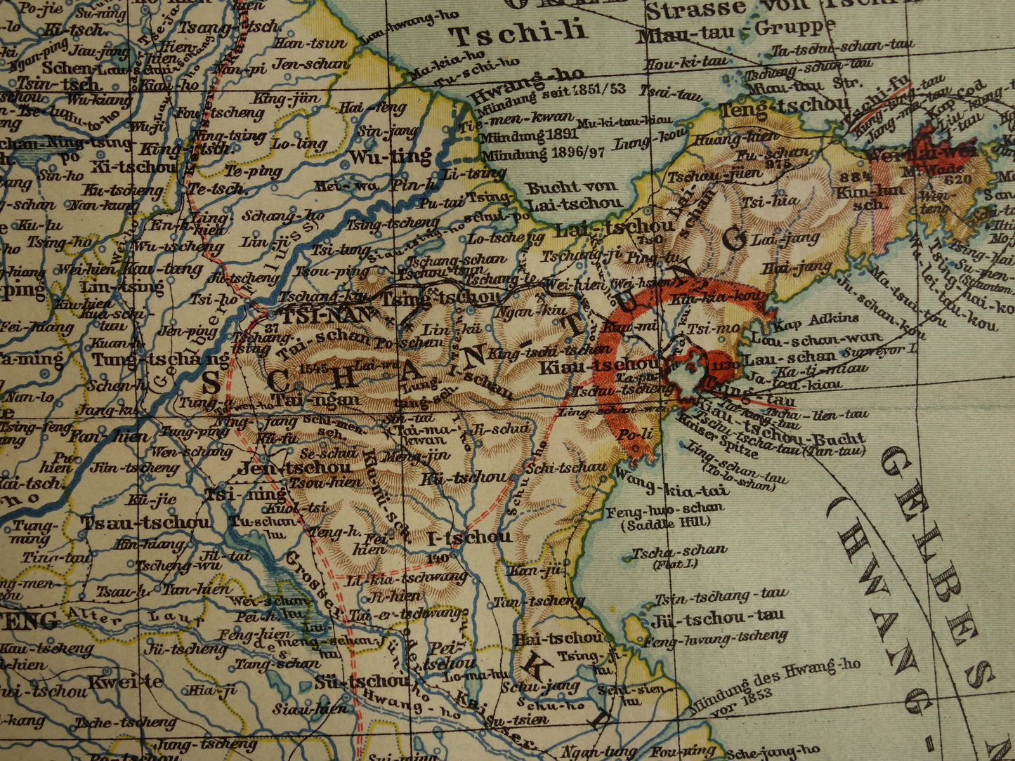 Vintage map of China 1907 original antique historical map Beijing Peking Quingdao Shanghai