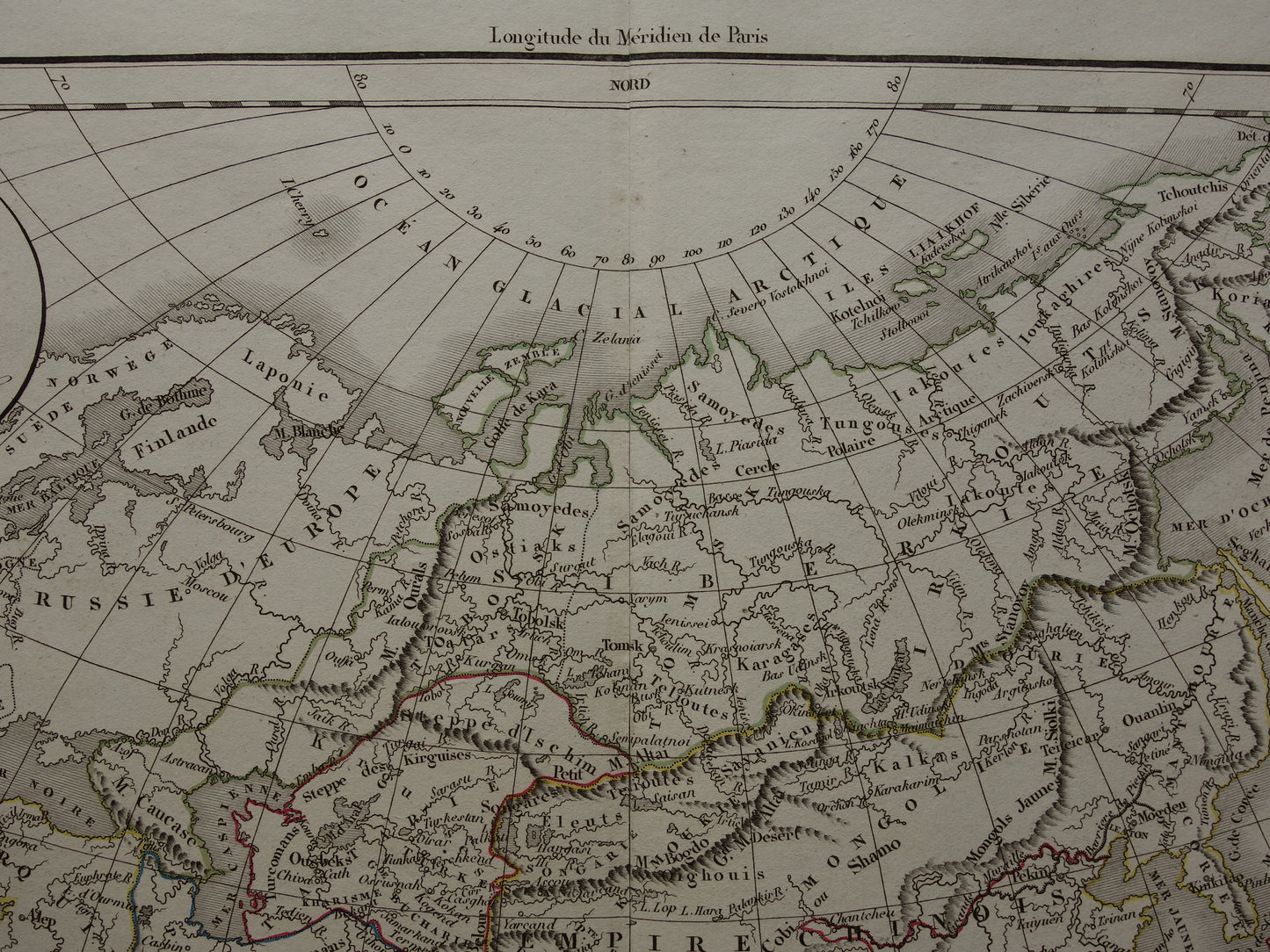 Old map of Asia in the year 1832 original antique hand-colored map with date