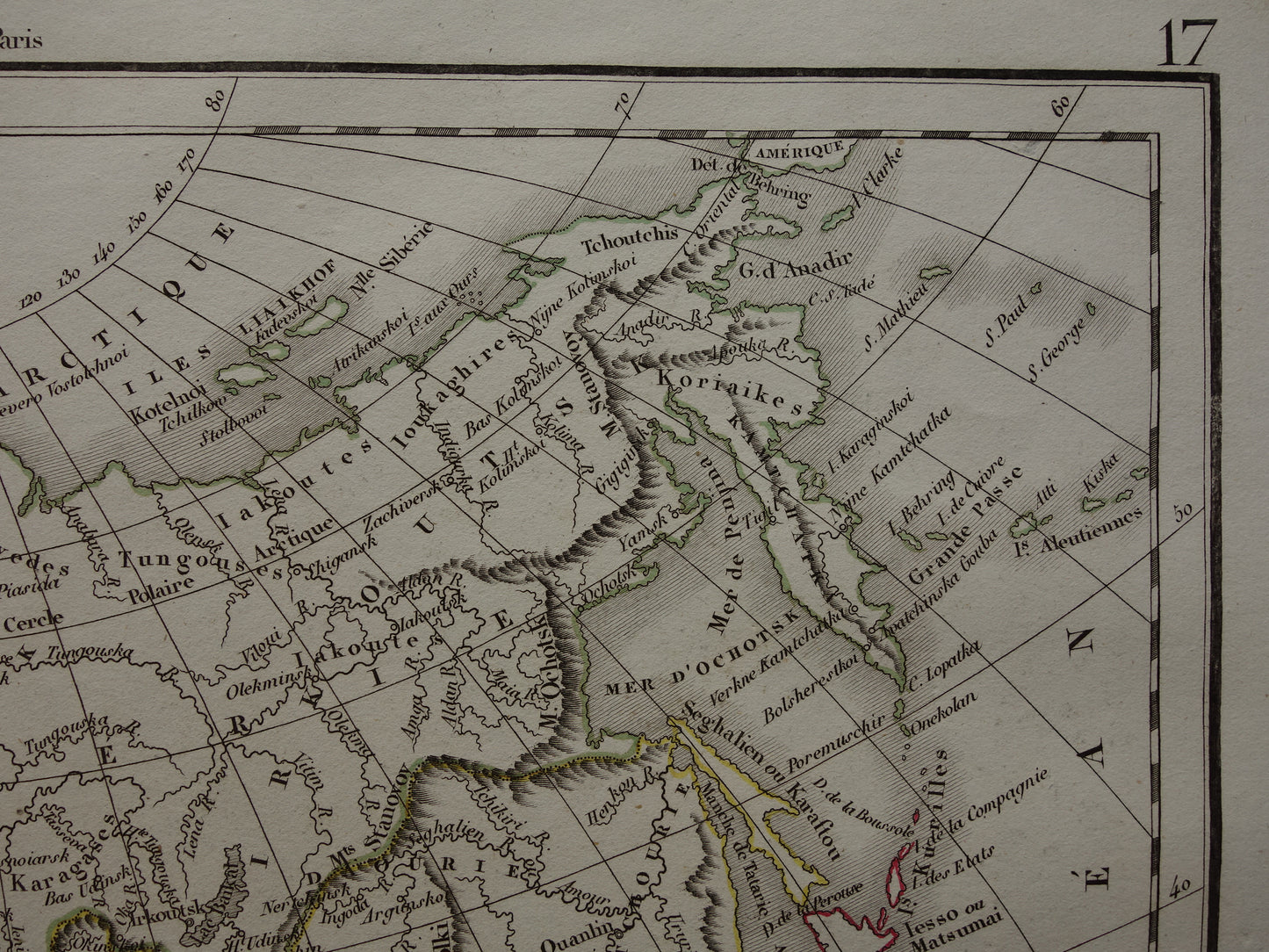 Old map of Asia in the year 1832 original antique hand-colored map with date