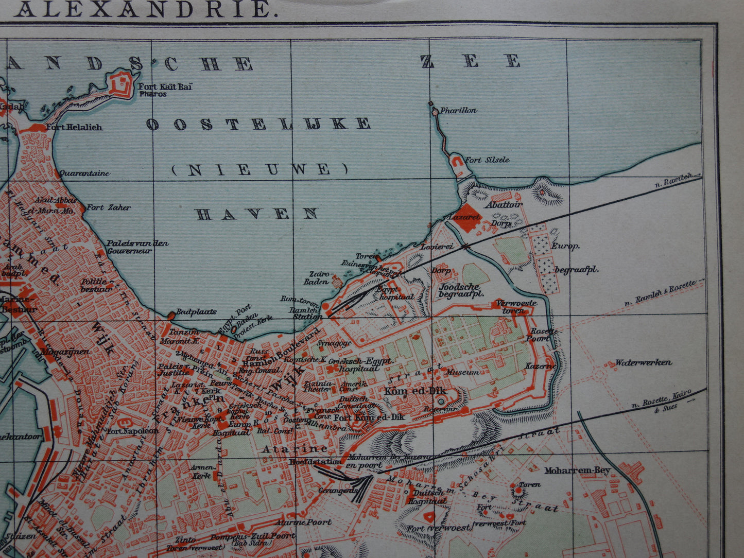 Old map of Alexandria from 1905 original Dutch antique map vintage maps Egypt