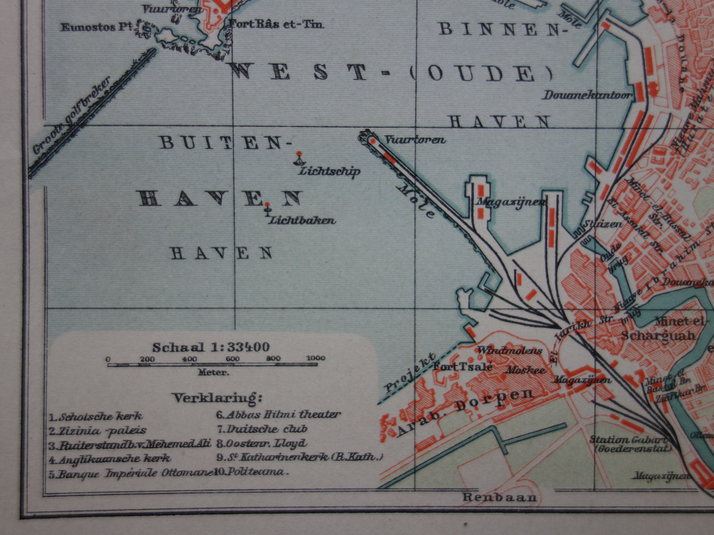 Old map of Alexandria from 1905 original Dutch antique map vintage maps Egypt