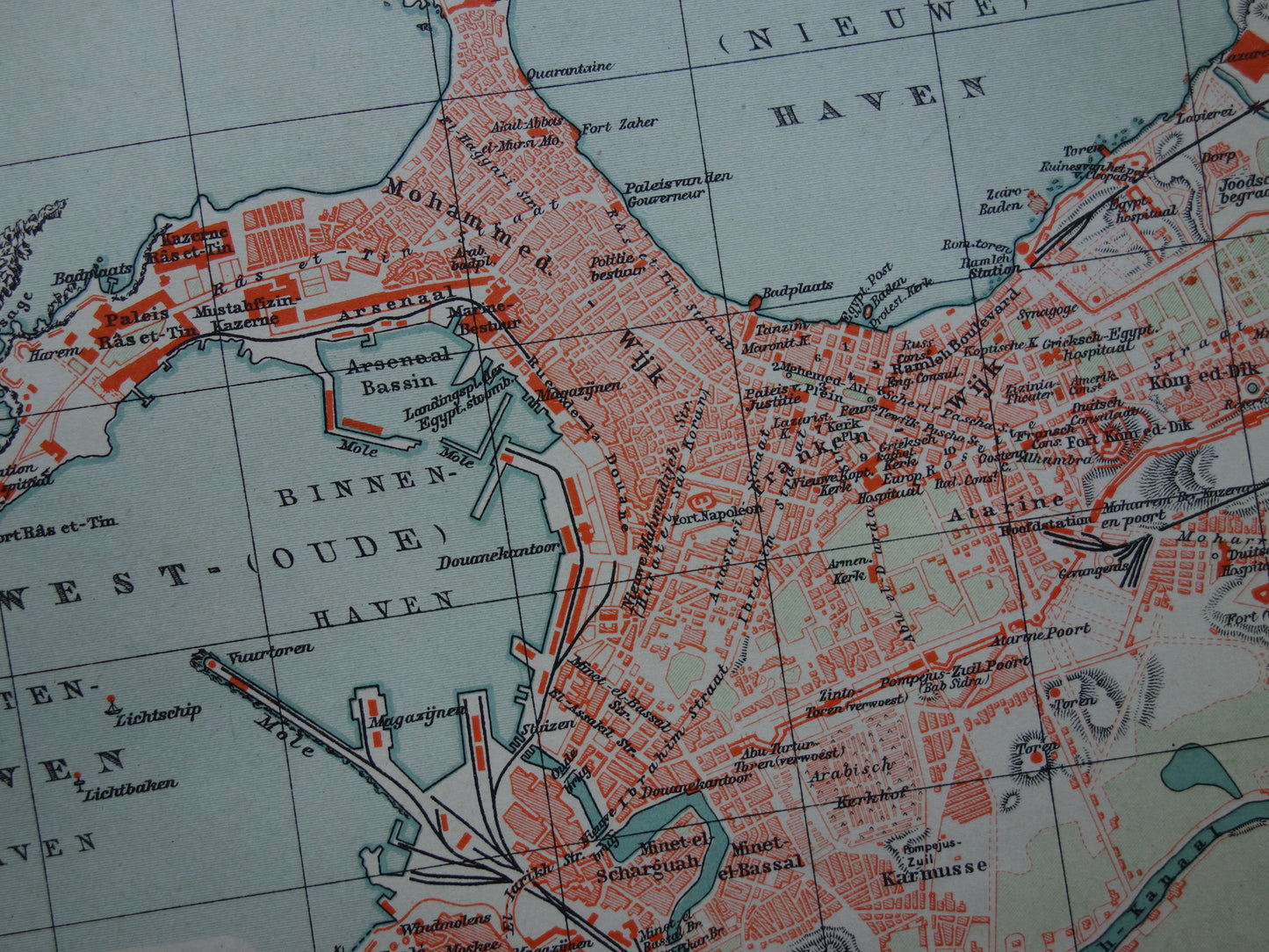Old map of Alexandria from 1905 original Dutch antique map vintage maps Egypt