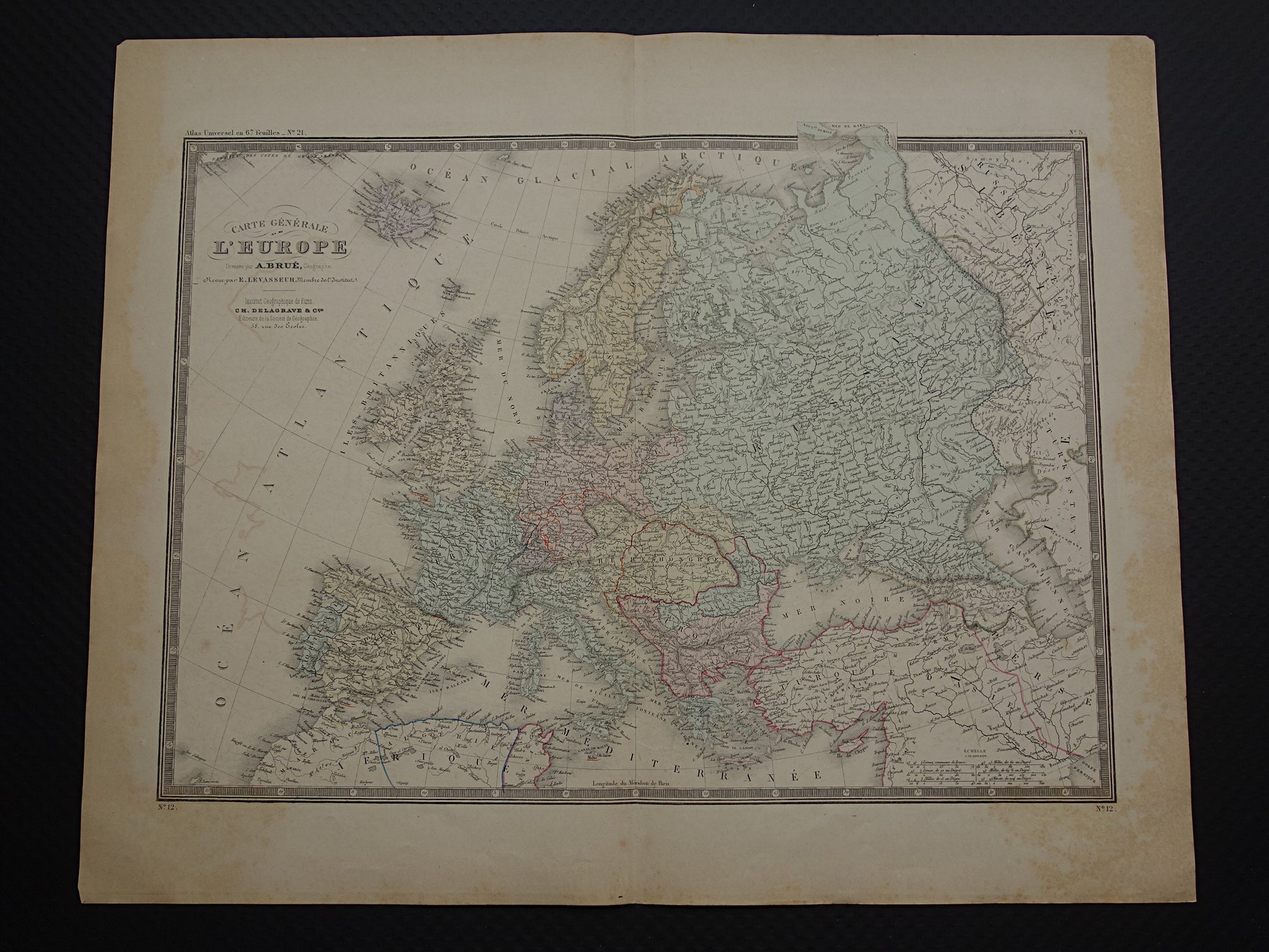 EUROPA oude landkaart van Europa uit 1876 originele antieke kaart Europees continent vintage poster