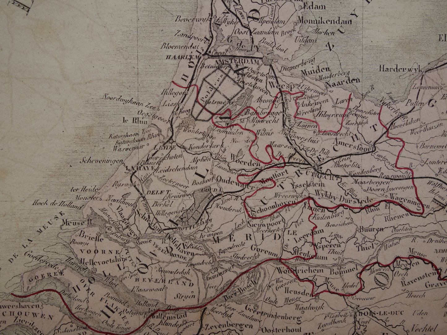 Oude landkaart van NEDERLAND en BELGIË 1876 Antieke Franse kaart Benelux vintage poster