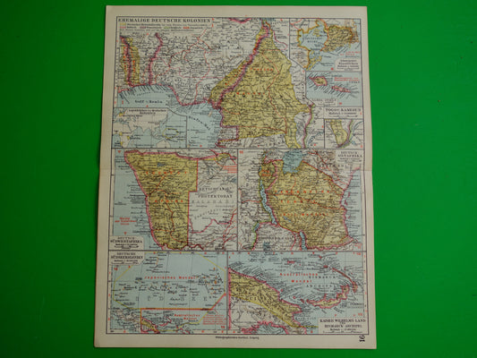 Duitse Koloniën oude landkaart Kamerun Togo Namibië Duits-Oostafrika Bismarck Archipel vintage kaarten