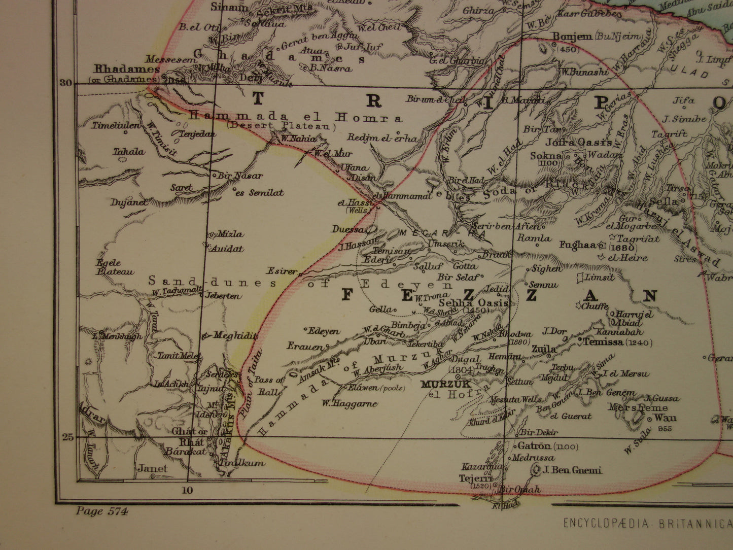 Old map of Libya 1888 original antique map Tripoli Sirte Benghazi Misrata