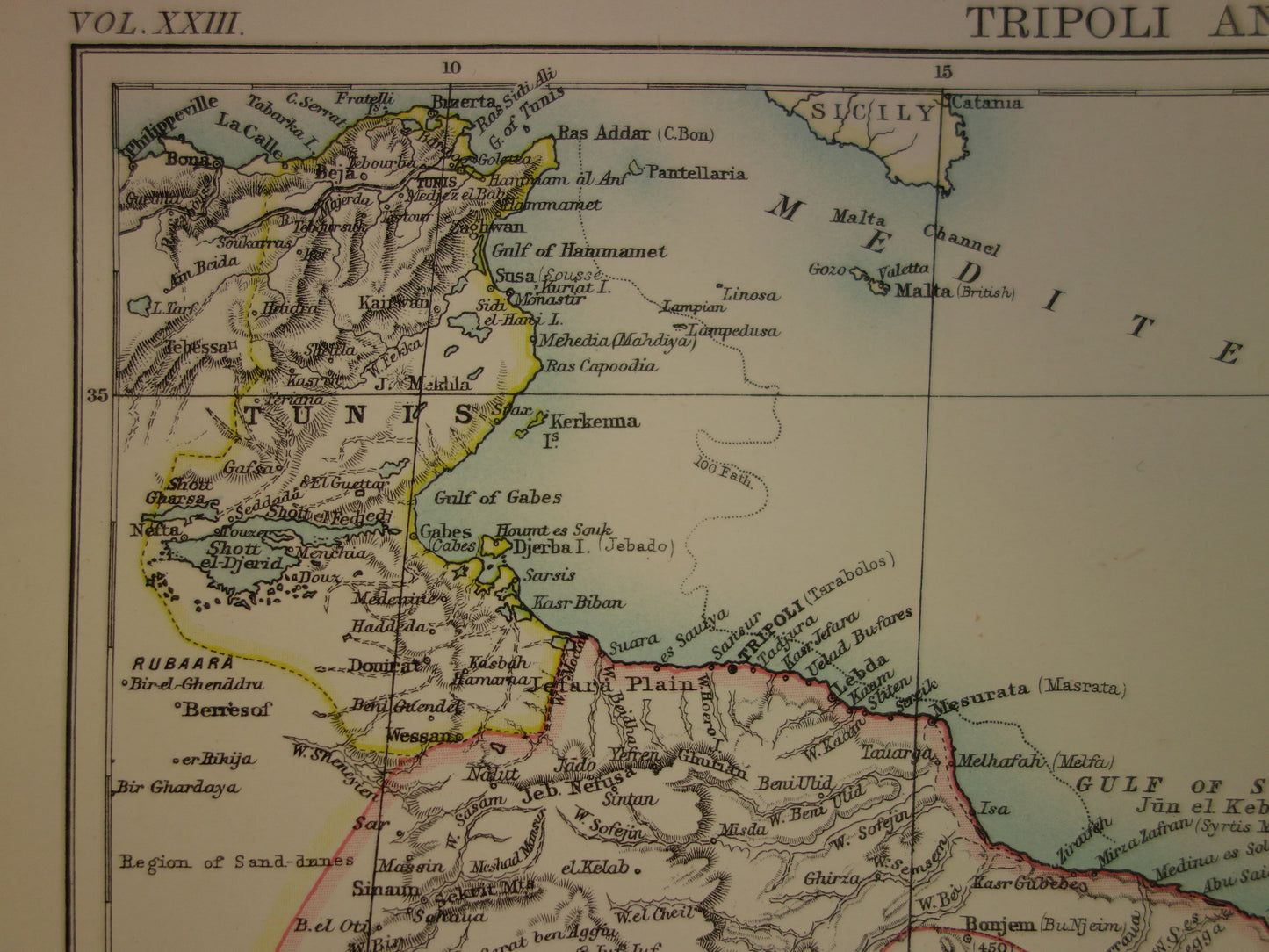 Old map of Libya 1888 original antique map Tripoli Sirte Benghazi Misrata