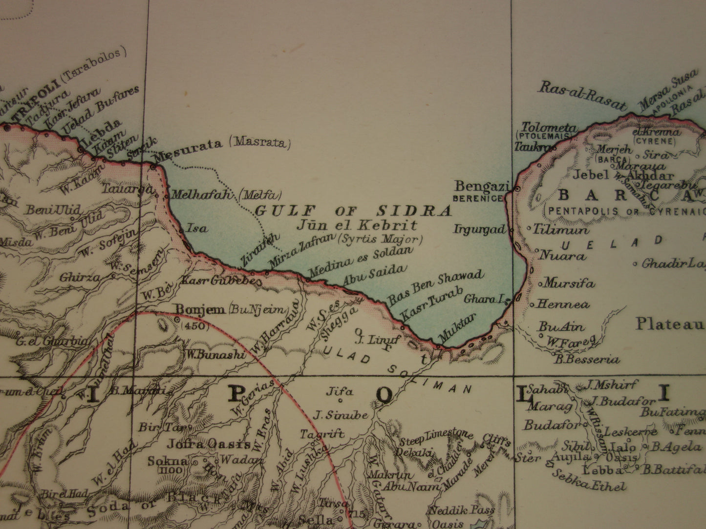 Old map of Libya 1888 original antique map Tripoli Sirte Benghazi Misrata