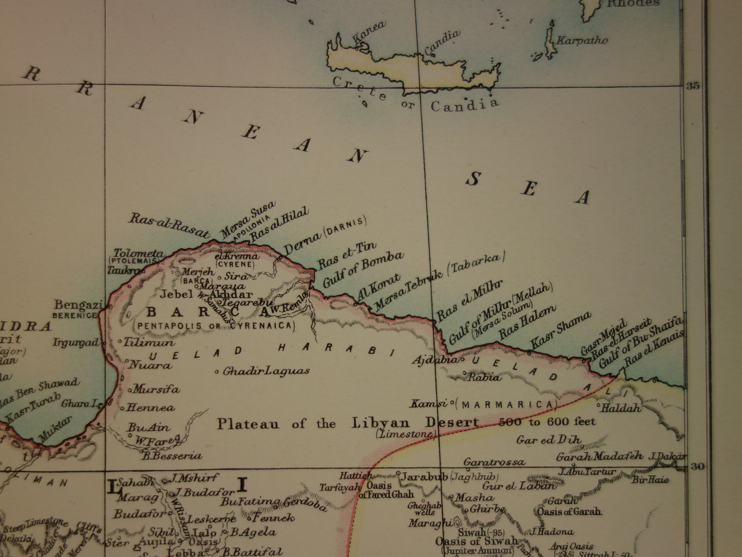 Old map of Libya 1888 original antique map Tripoli Sirte Benghazi Misrata