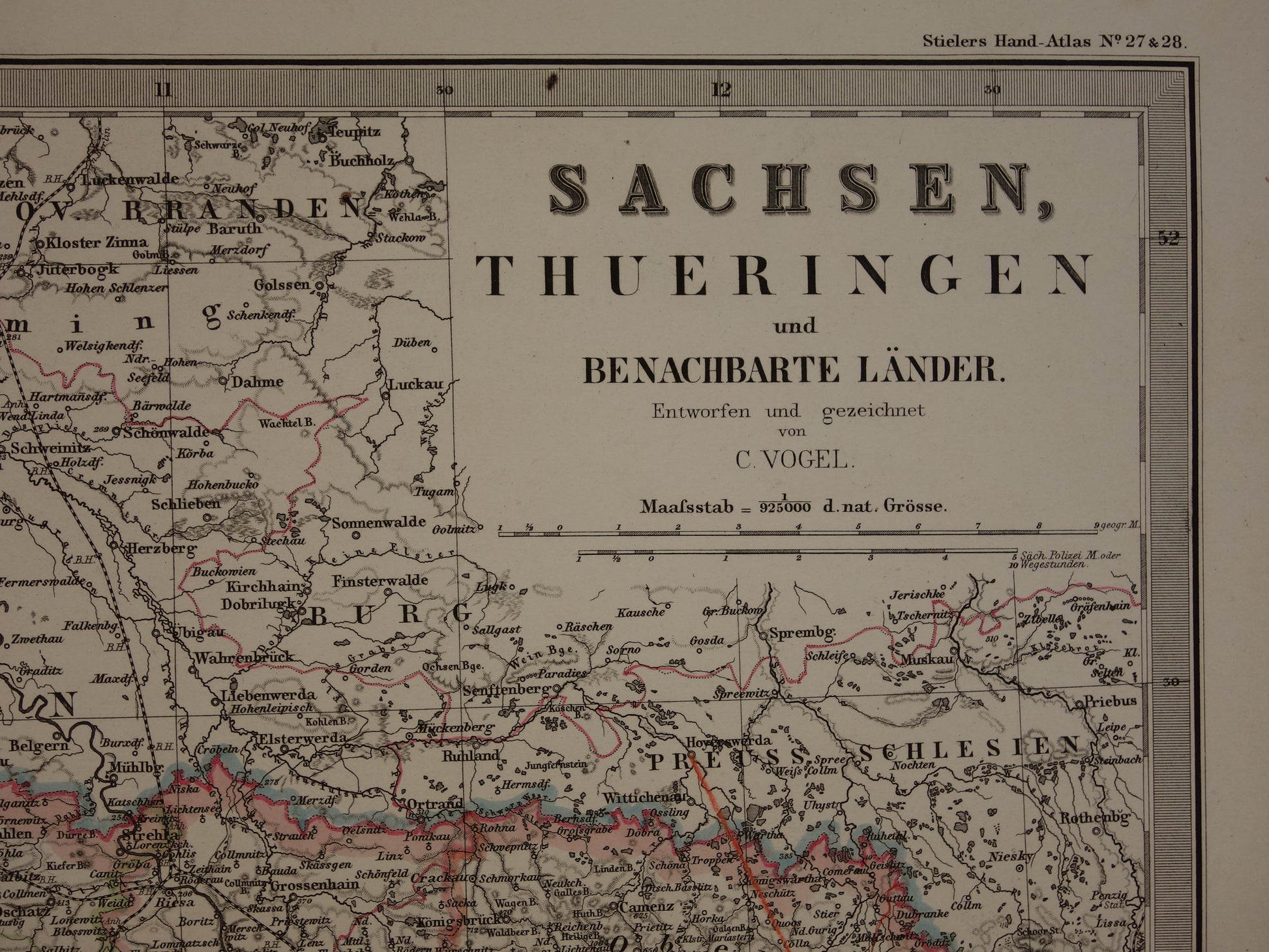 oude kaart van saksen en thuringen duitsland kopen