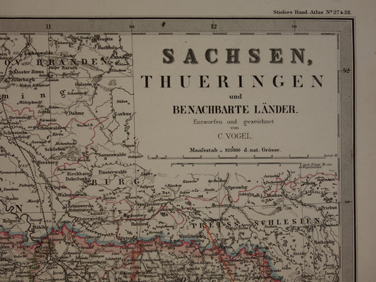 oude kaart van saksen en thuringen duitsland kopen