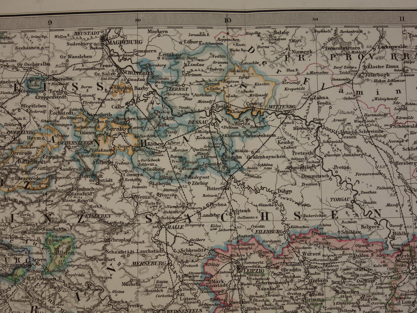 GERMANY Old map of the free state of Thuringia and Saxony 1863 original large antique map